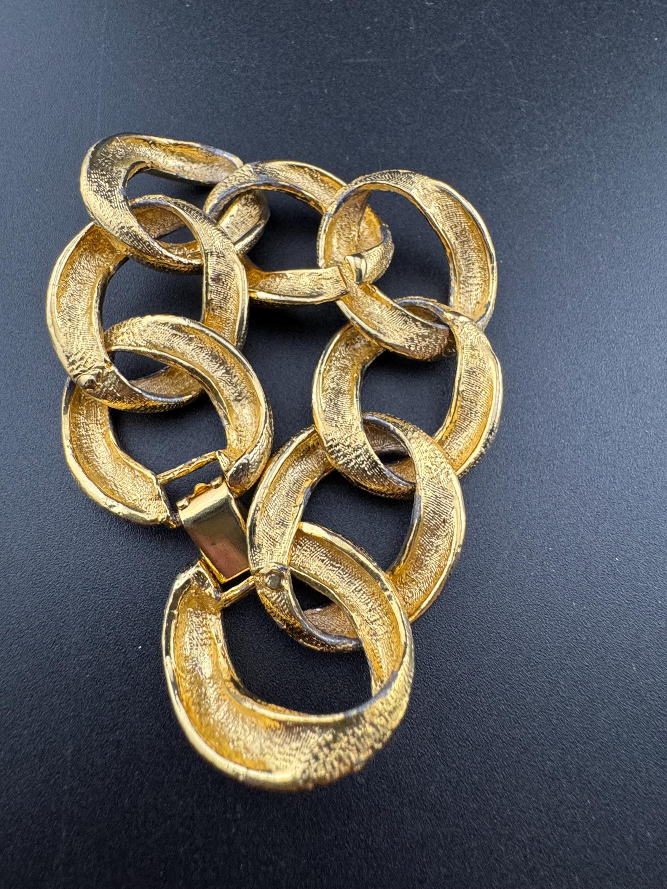 vintage weighty gold tone chunky wide chain link necklace and bracelet jewellery set
