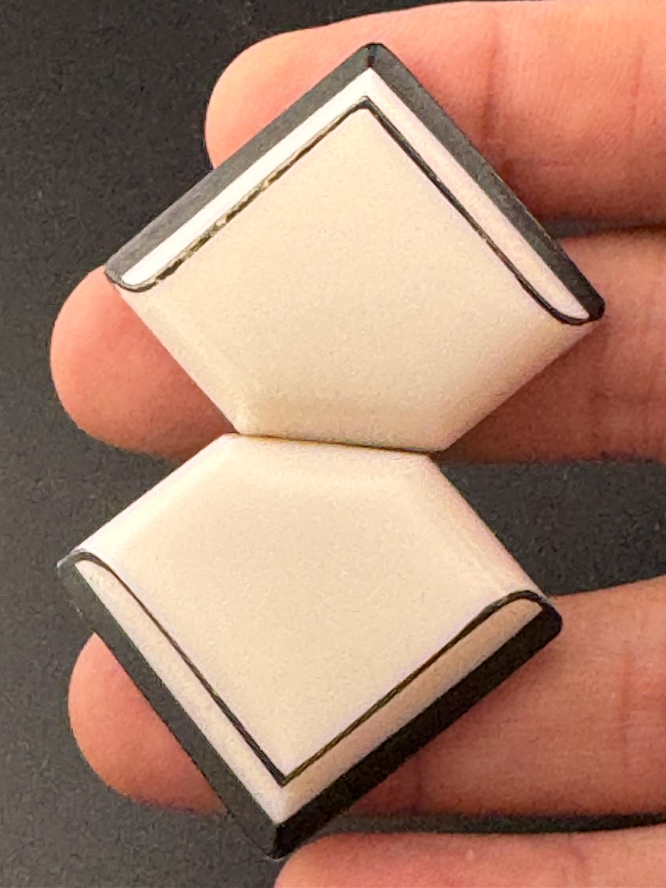 Czech glass Antique Art Deco off white and black striped edge 2 part double Belt Buckle monochrome