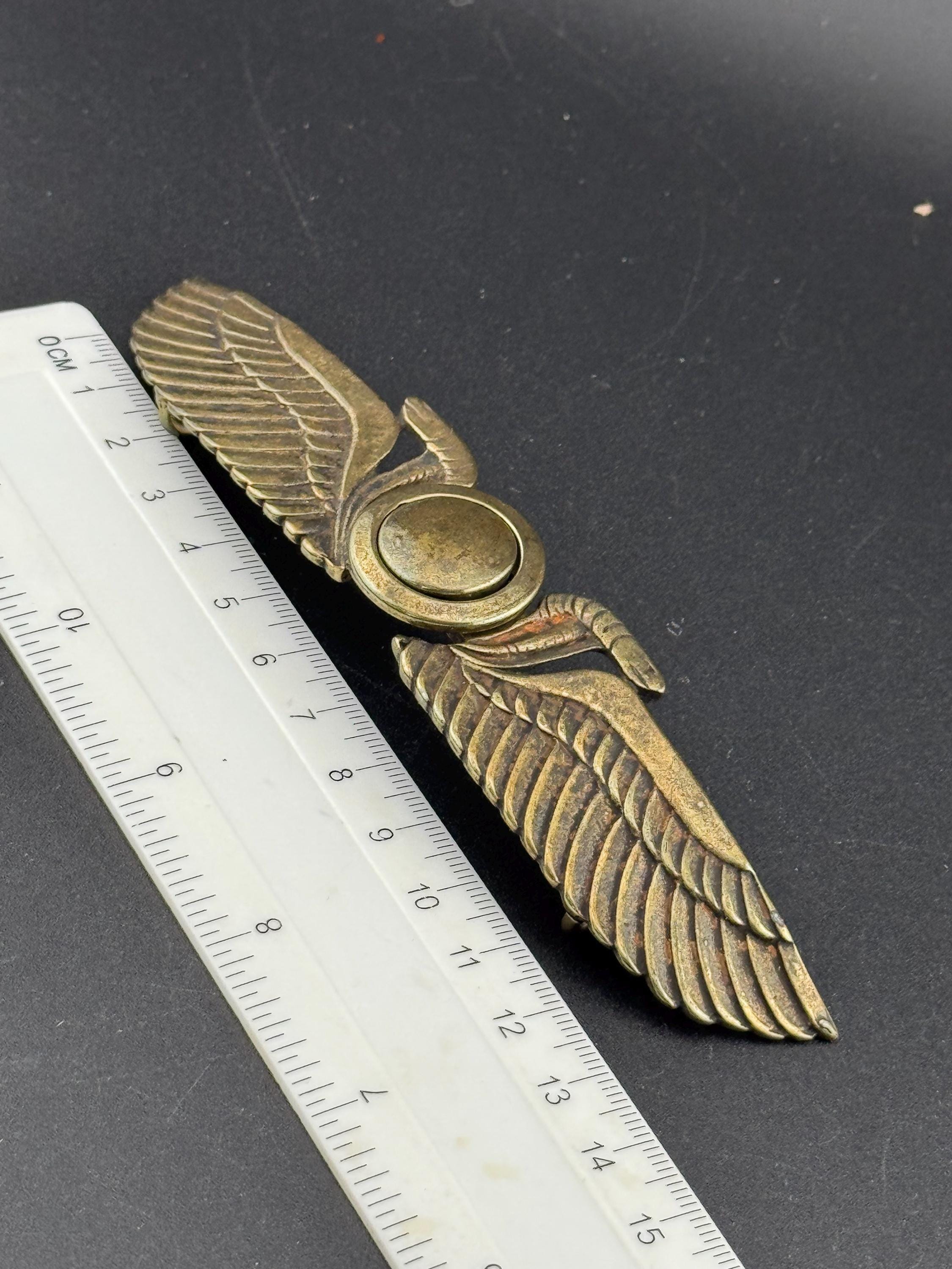 Vintage brass wings of Isis German military belt buckle stamped ges gesch ww11