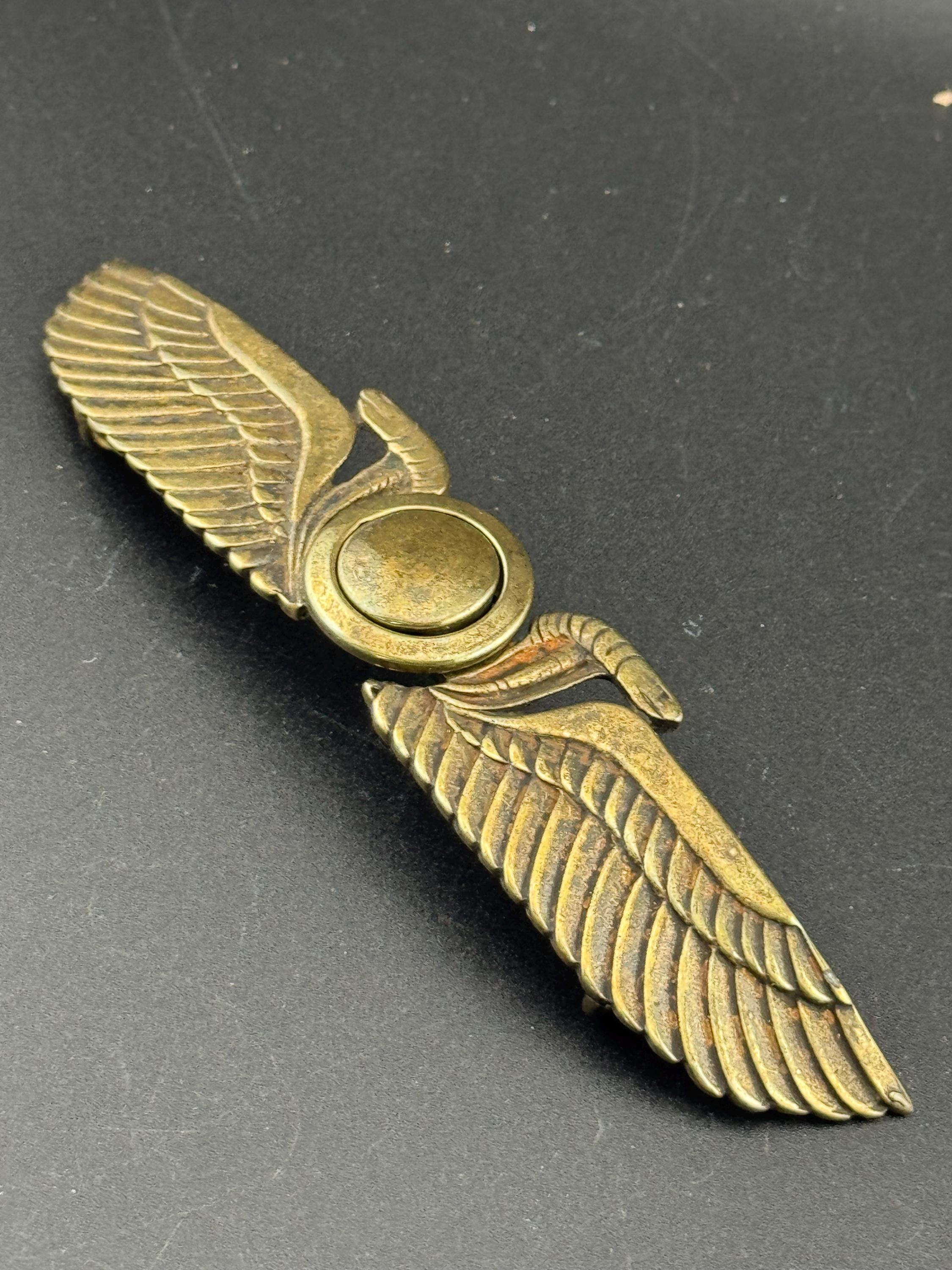 Vintage brass wings of Isis German military belt buckle stamped ges gesch ww11