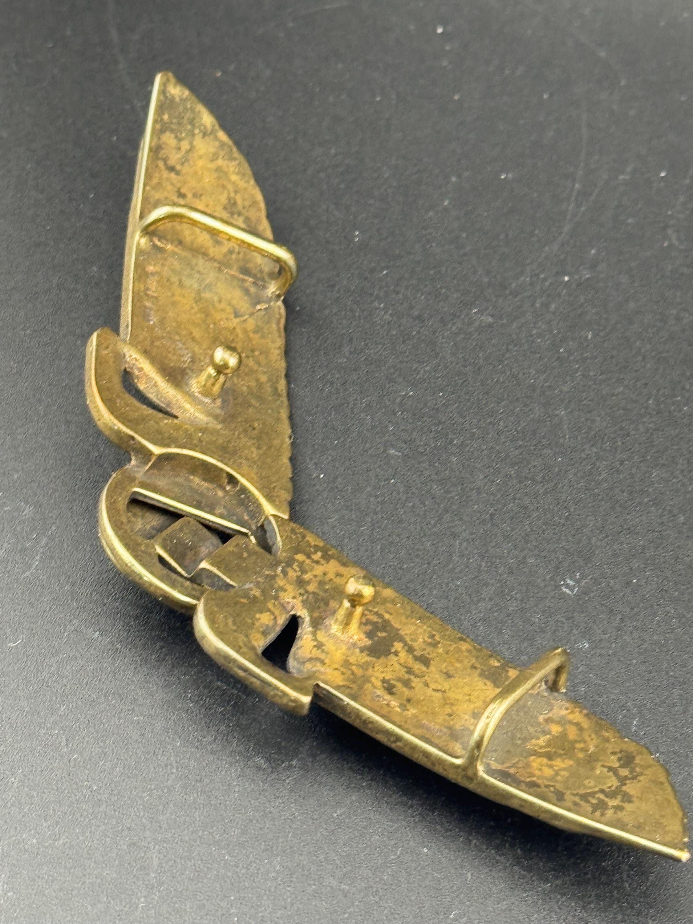 Vintage brass wings of Isis German military belt buckle stamped ges gesch ww11