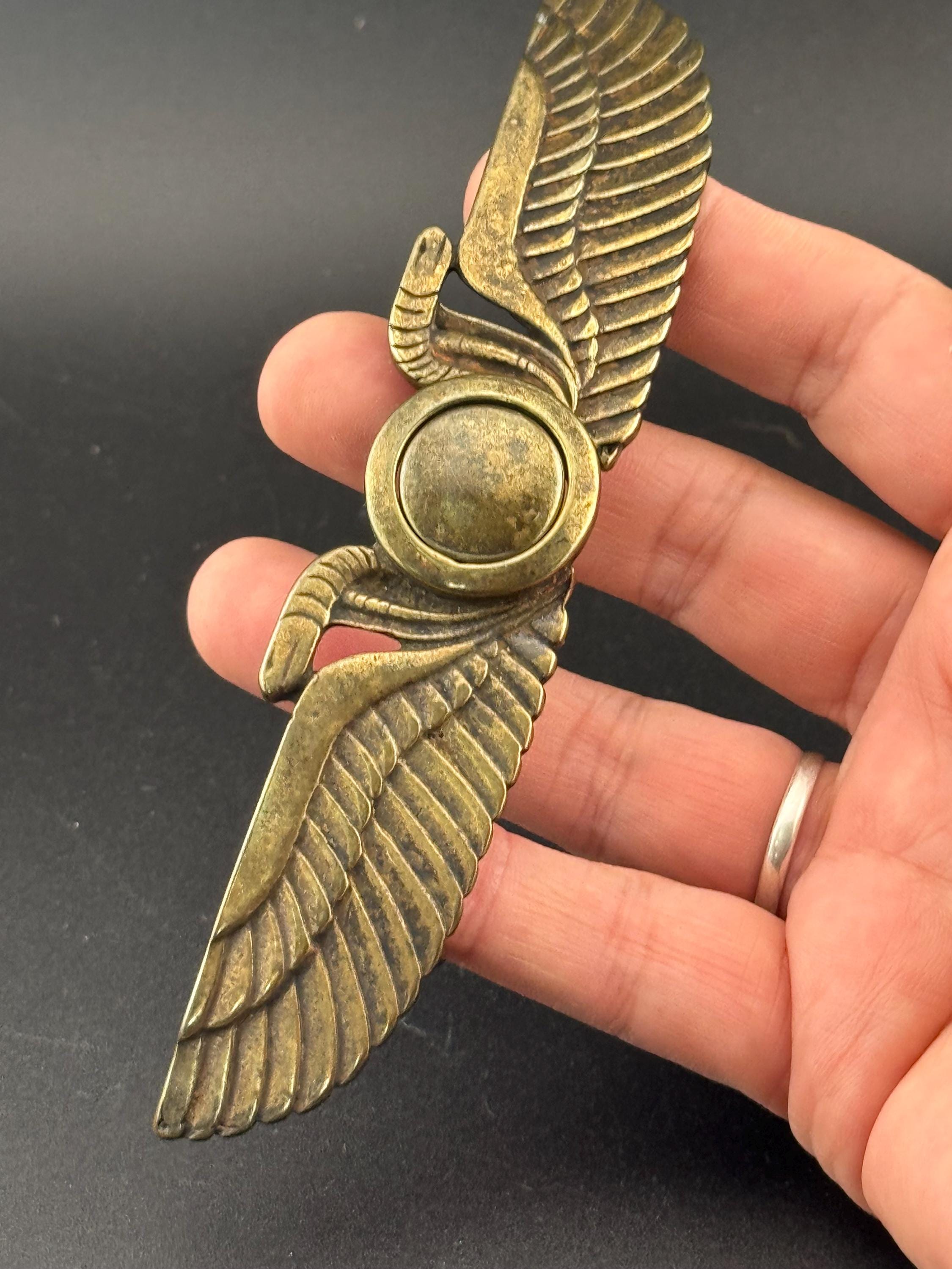 Vintage brass wings of Isis German military belt buckle stamped ges gesch ww11