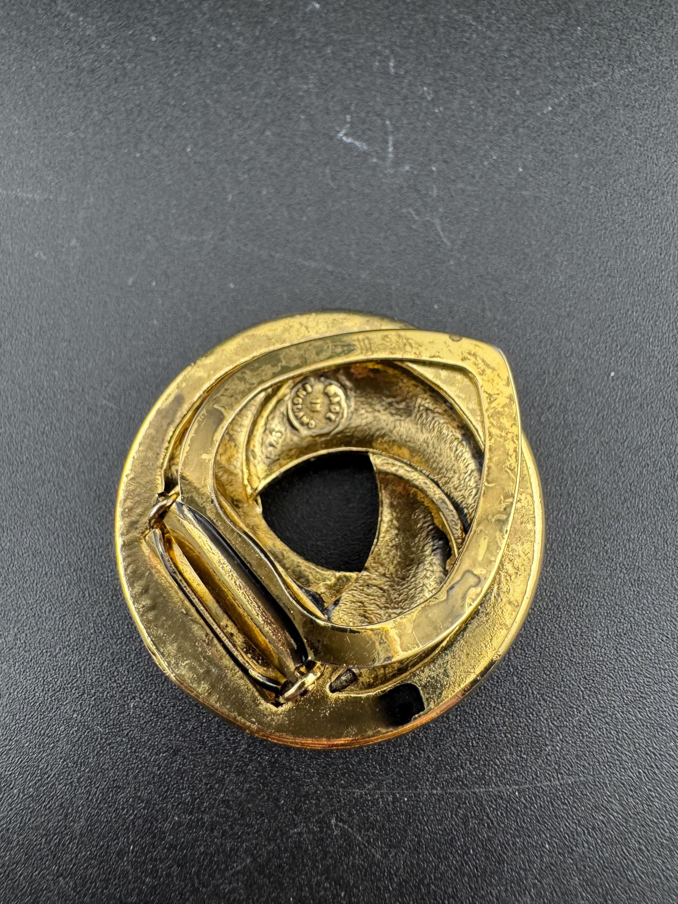 Vintage Gold Tone modernist brutalist textured Scarf Clip