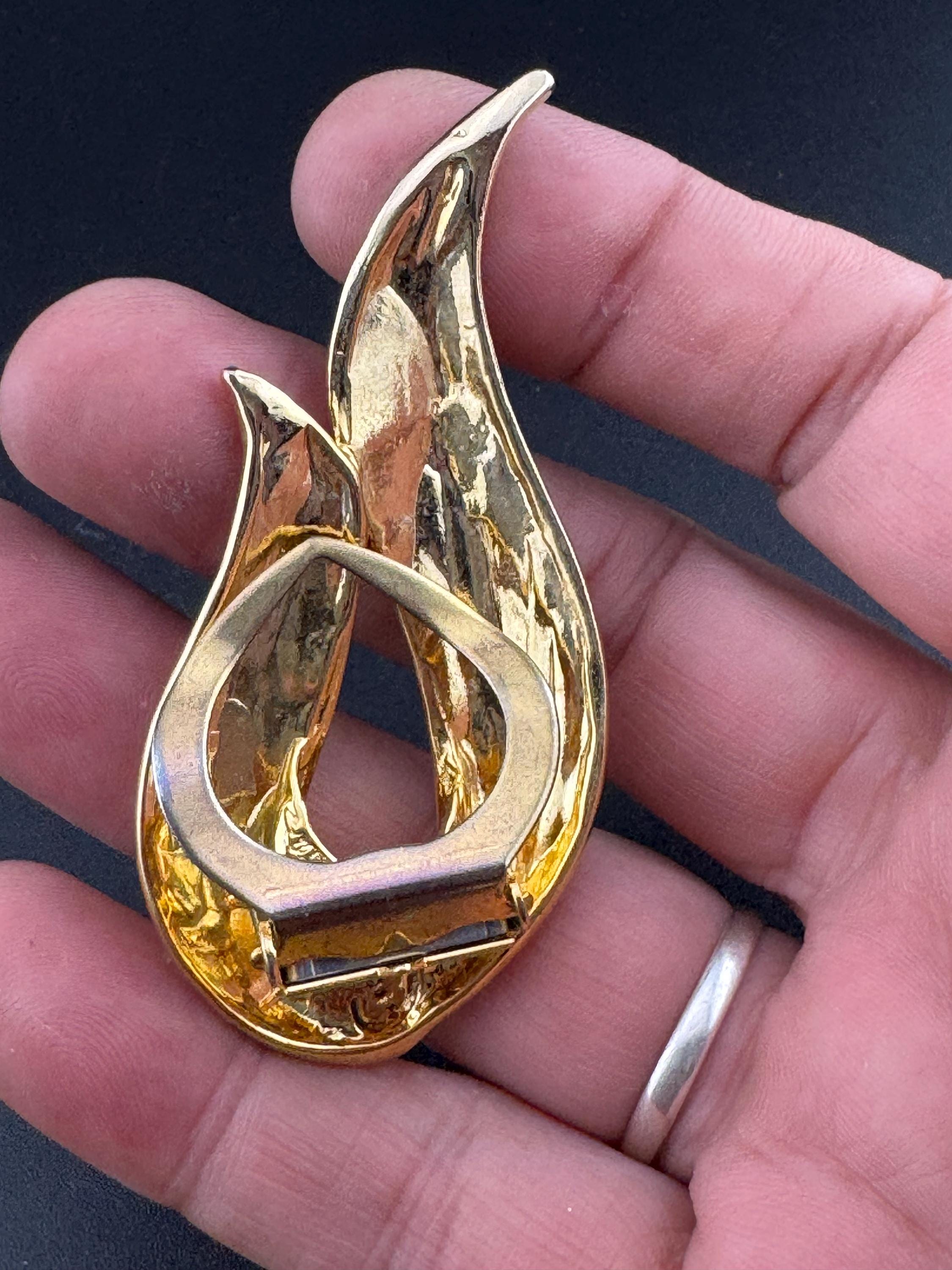 Vintage large Gold Tone Diamanté Paste Scarf Clip, ring for scarves