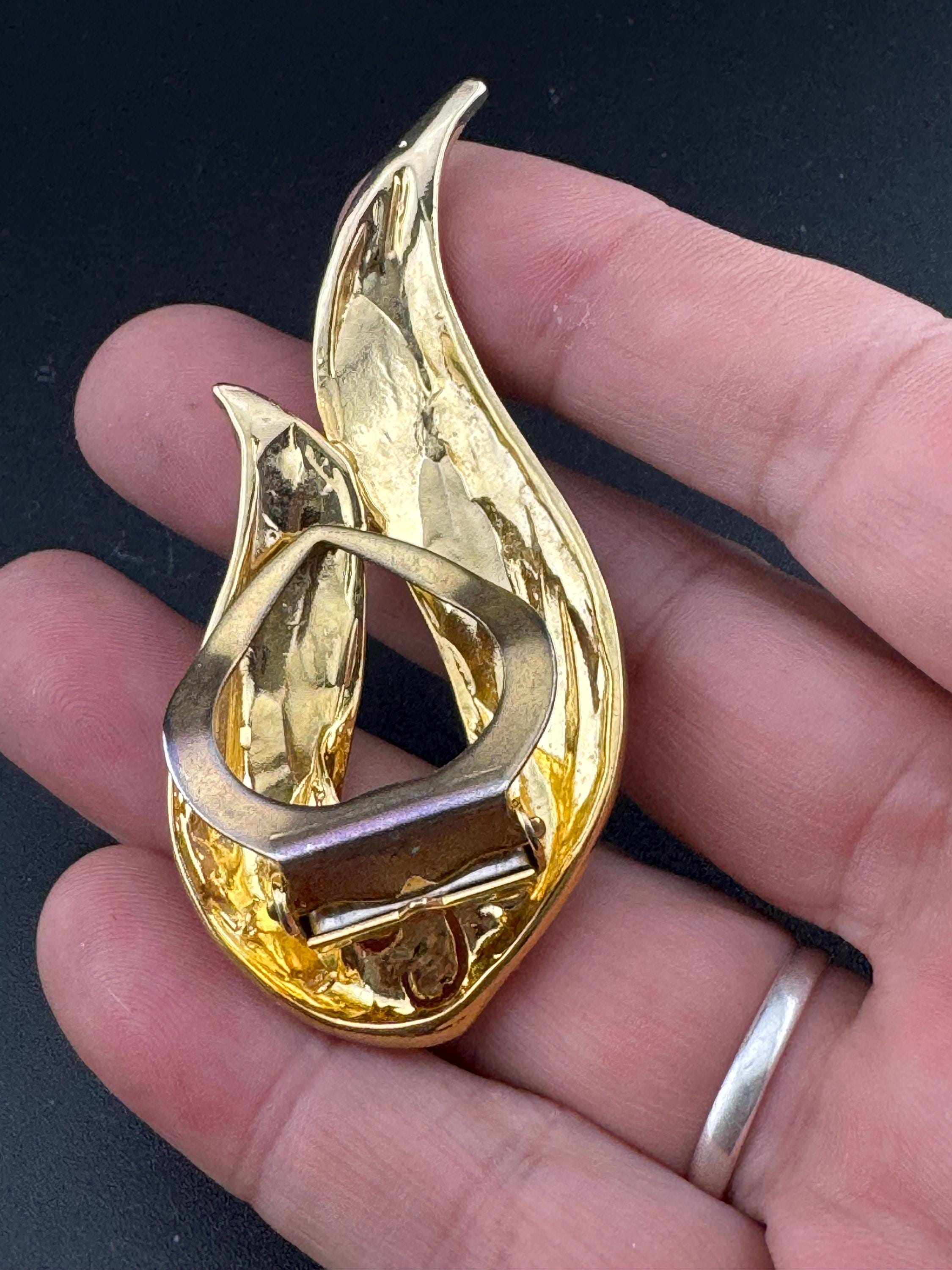 Vintage large Gold Tone Diamanté Paste Scarf Clip, ring for scarves