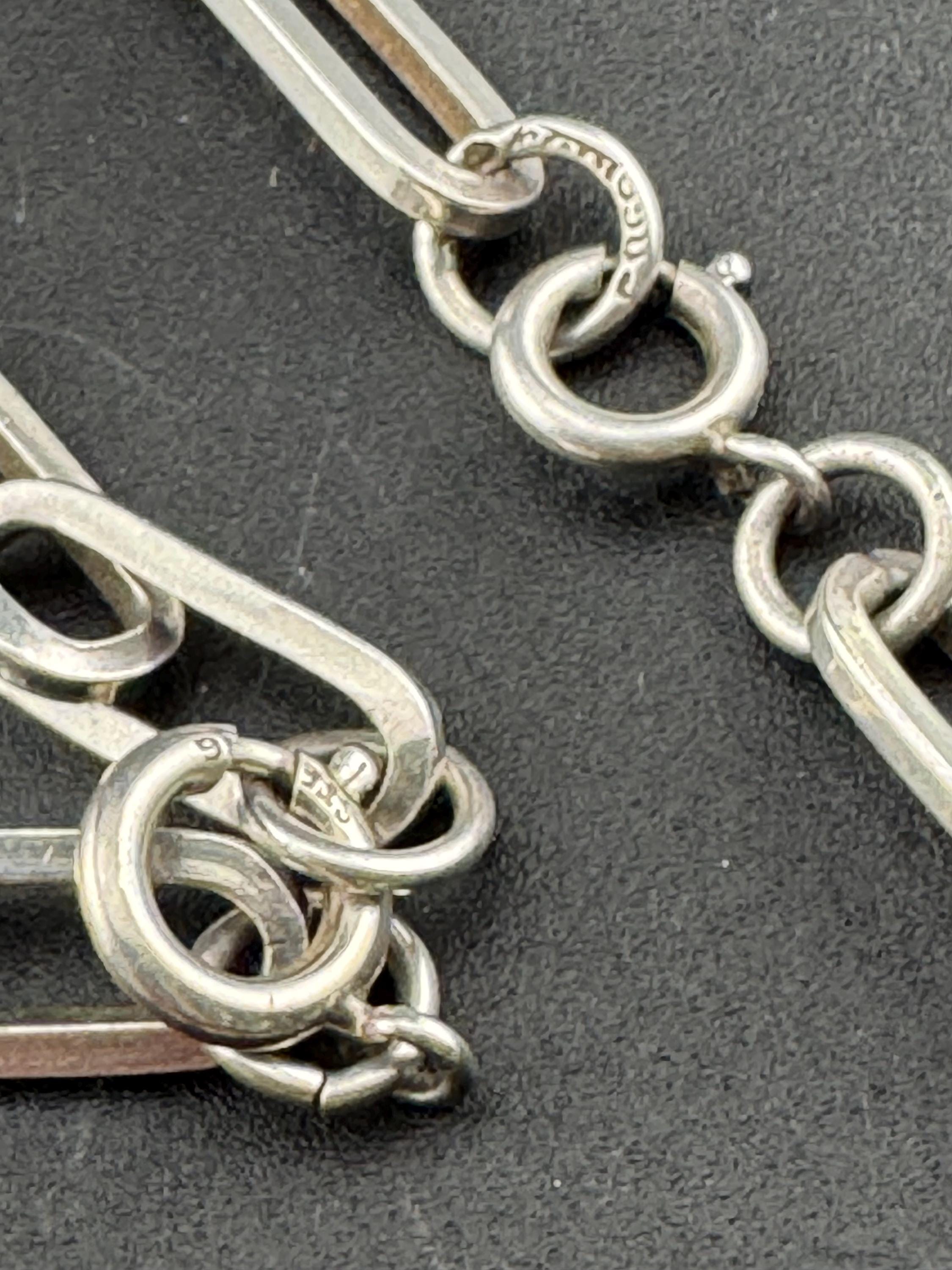 Vintage Sterling Silver Curb Link Chain Necklace & Bracelet Set