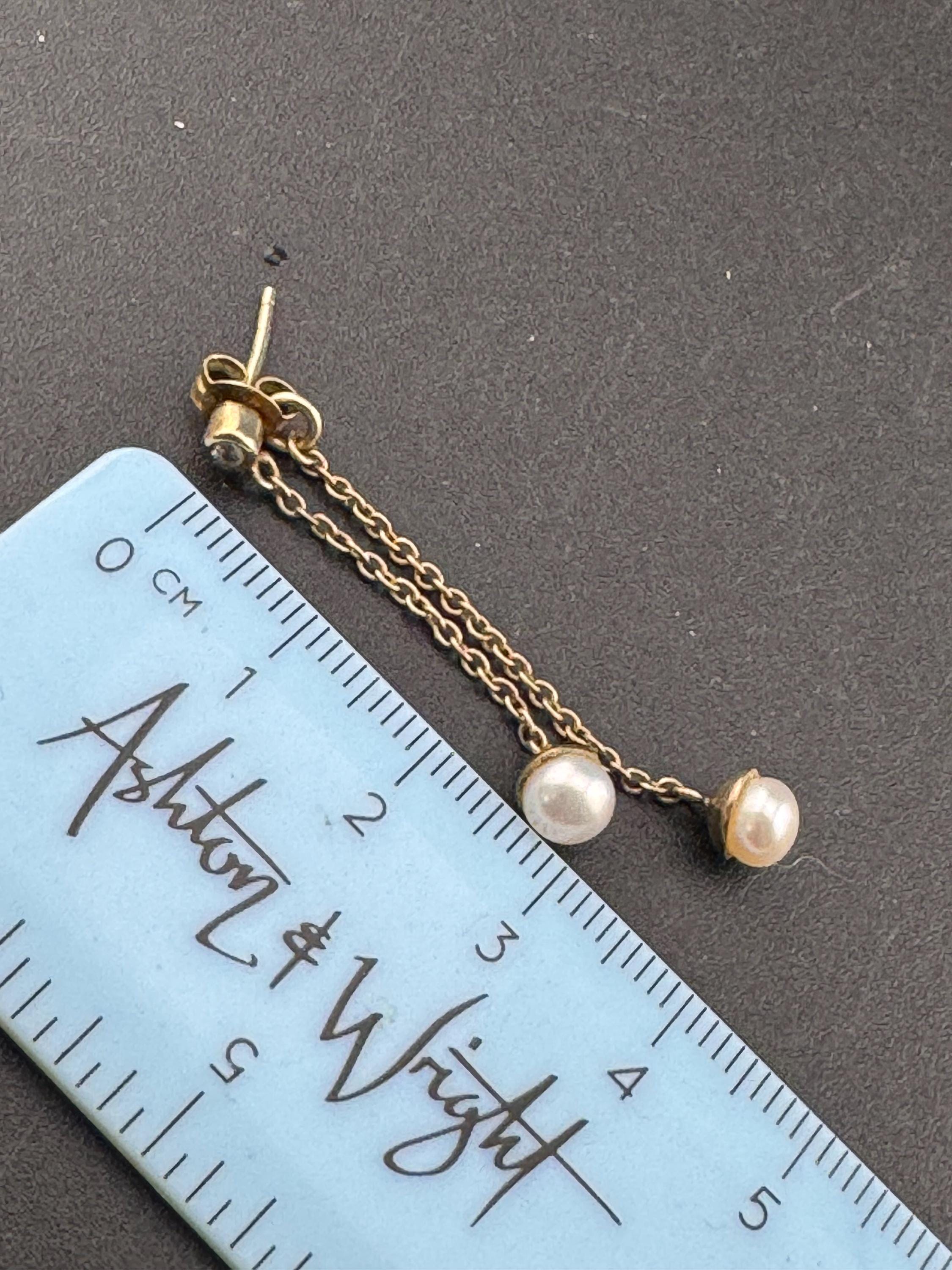 Vintage 1970s 925 Sterling Silver long natural pearl Drop pierced Earrings, Bridal Wedding Party Prom
