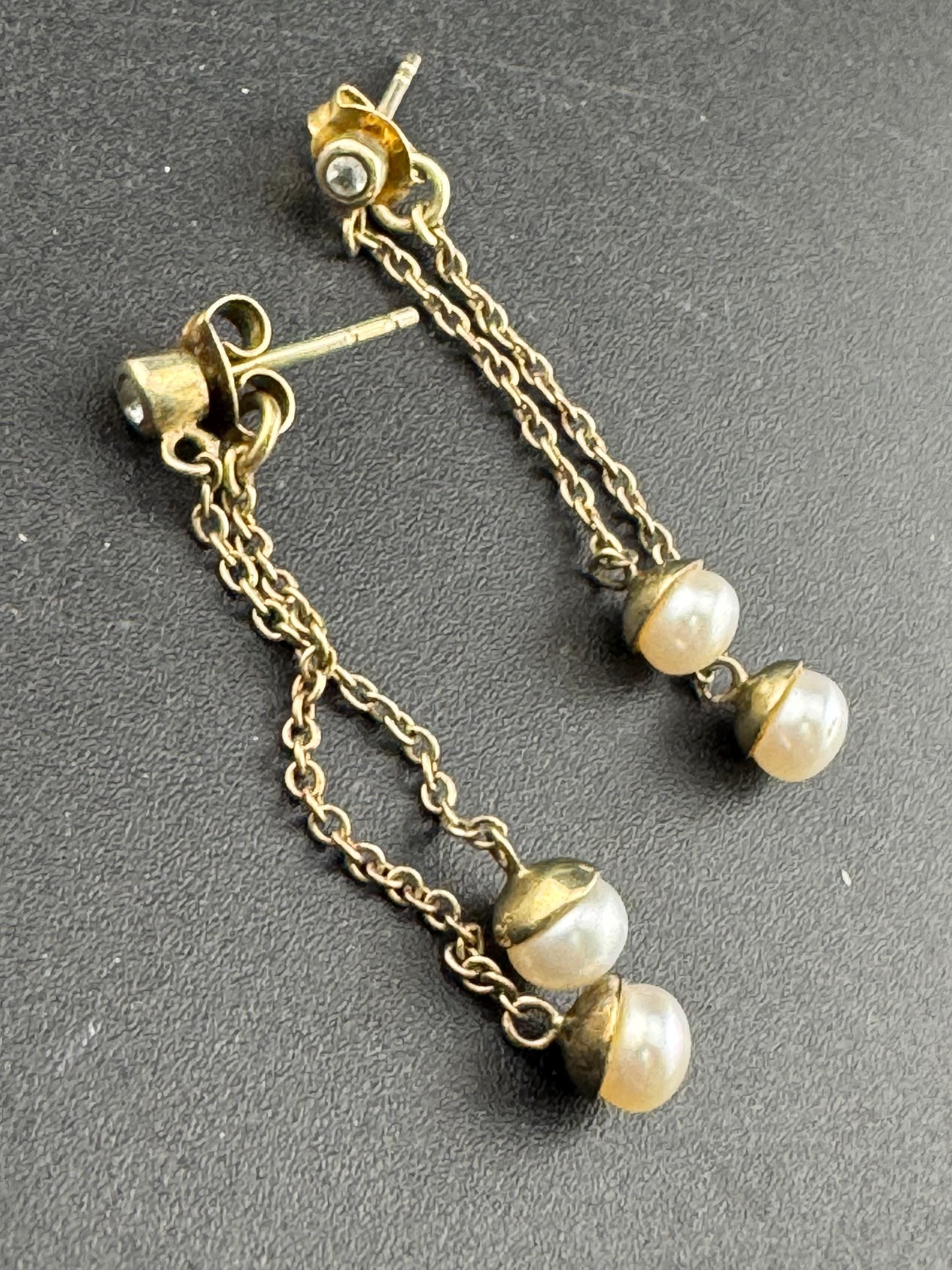 Vintage 1970s 925 Sterling Silver long natural pearl Drop pierced Earrings, Bridal Wedding Party Prom