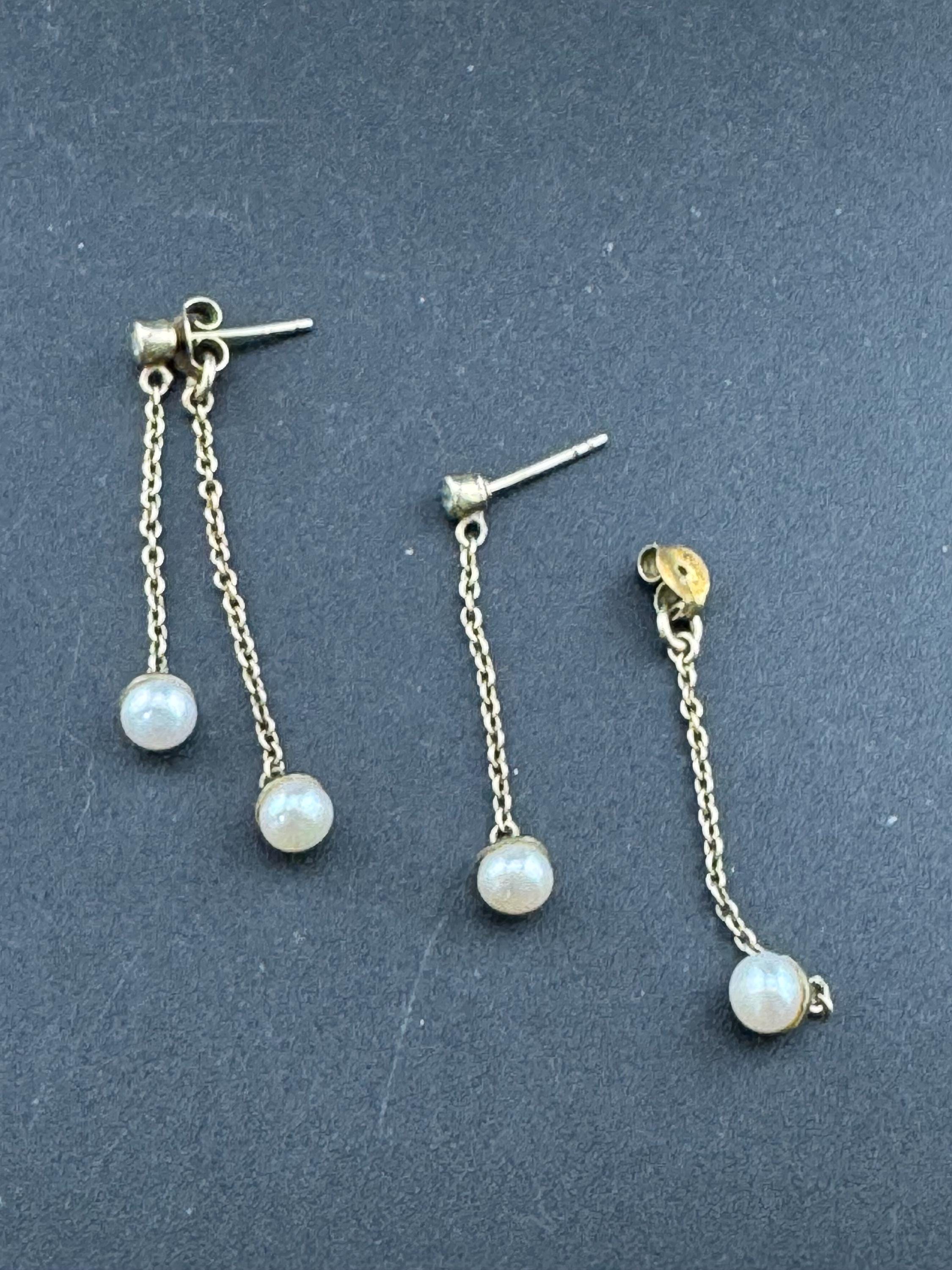 Vintage 1970s 925 Sterling Silver long natural pearl Drop pierced Earrings, Bridal Wedding Party Prom
