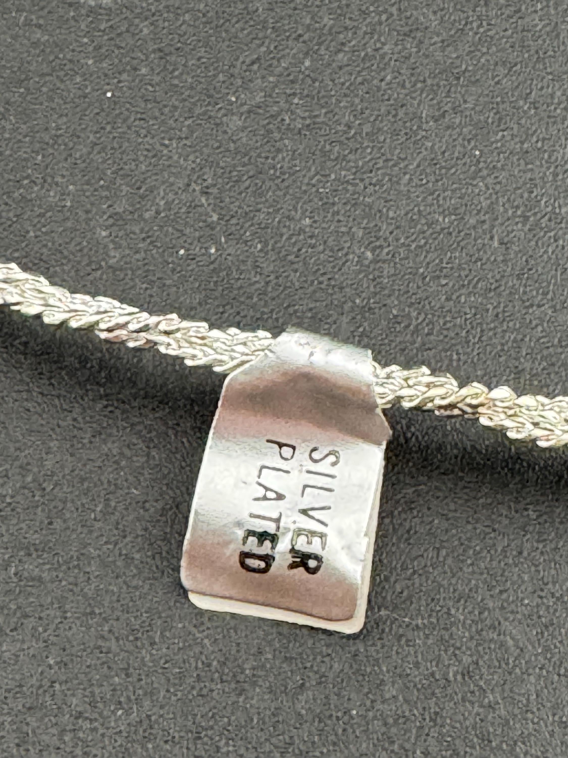 Retro 80s short 42.5cm woven silver plated twisted chain necklace