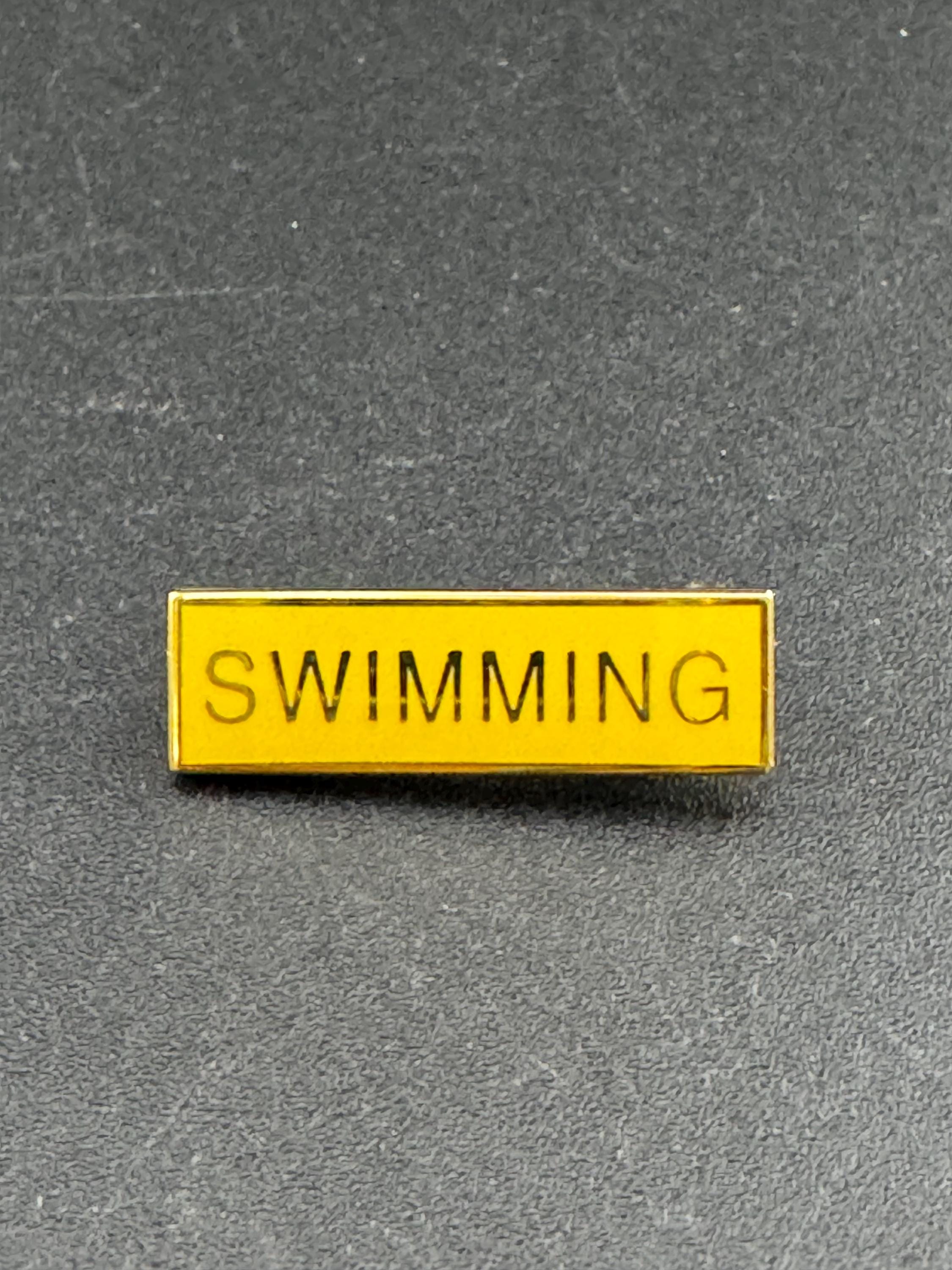 Vintage retro small yellow enamel brass swimming old school badge pin brooch