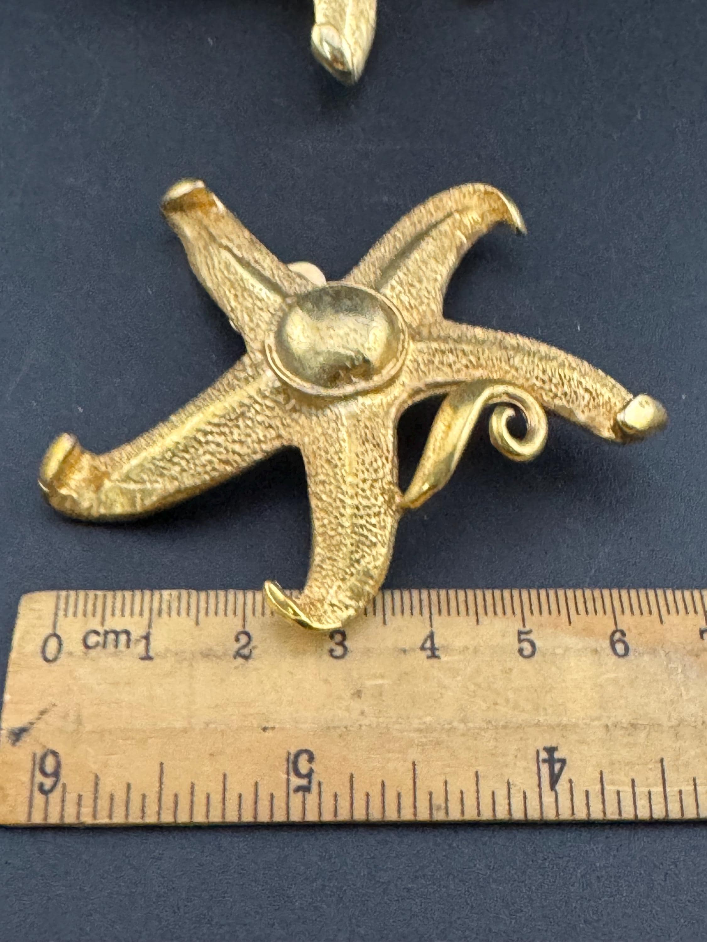Vintage huge xl Oversized Nautical gold tone stud clip on earrings