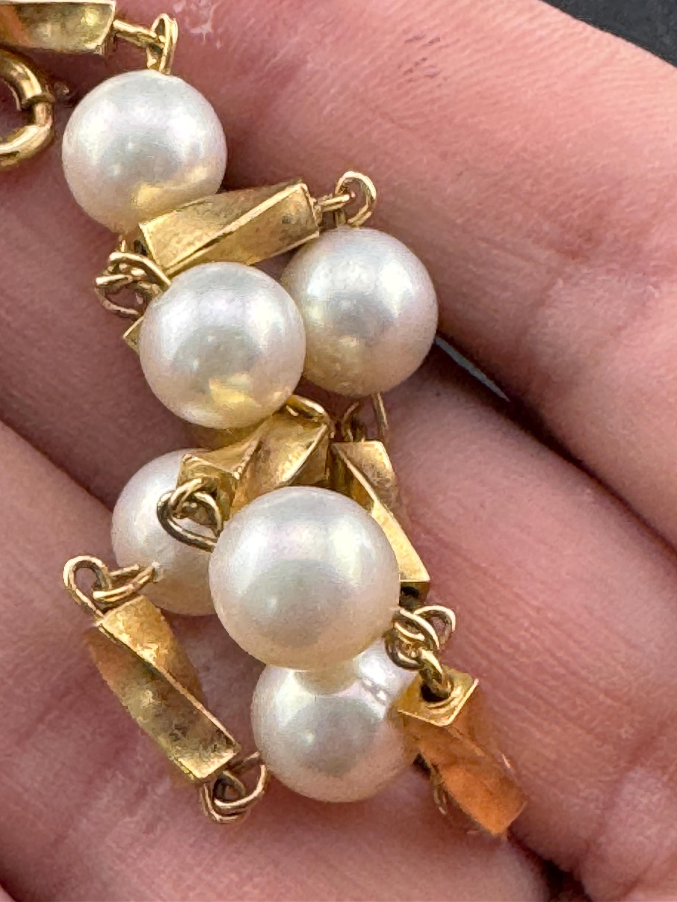 Retro 1980s Faux Pearl single Strand beaded bracelet gold tone spring ring clasp