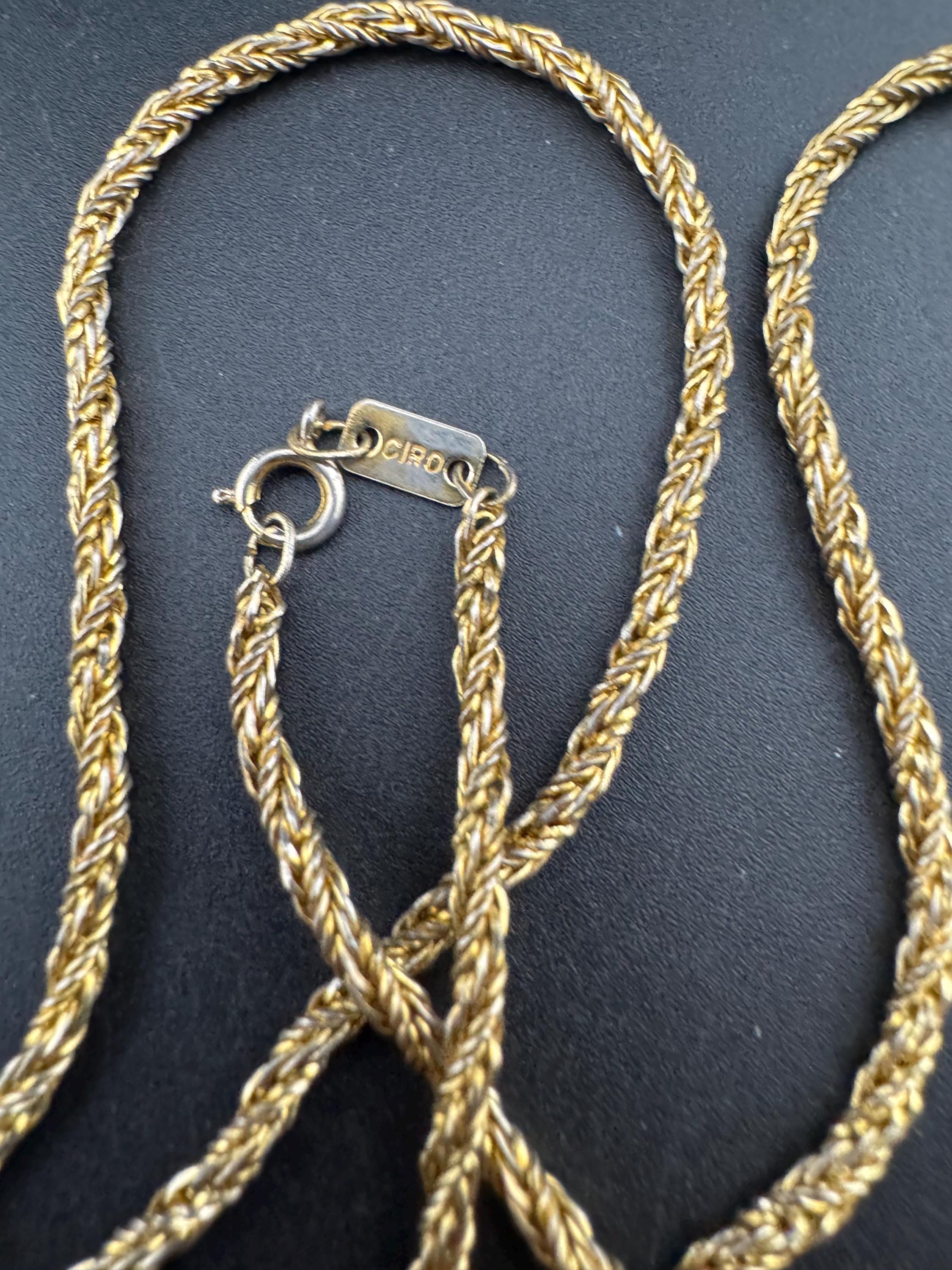 Signed CIRO vintage long 80cm gold tone rope chain necklace, ideal layering