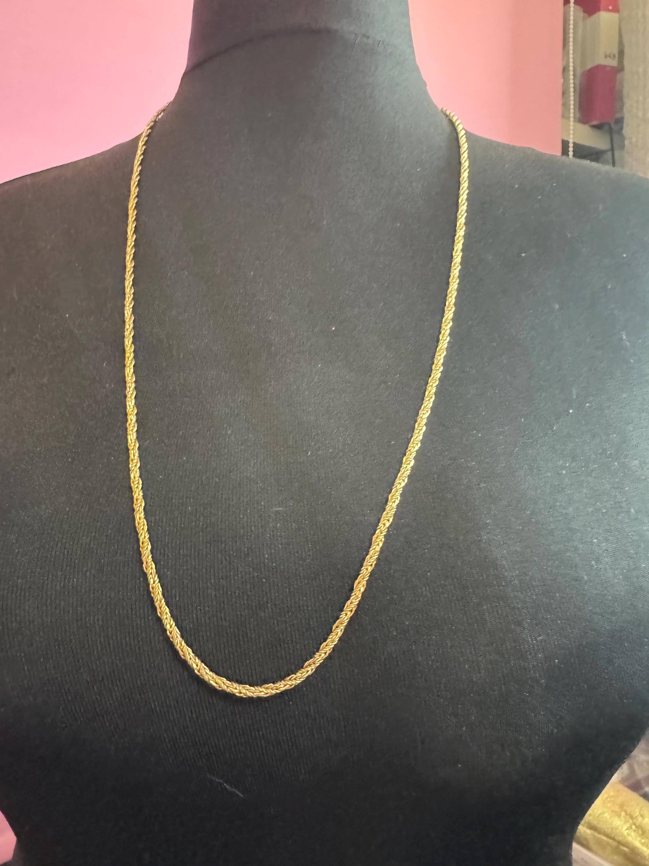 Signed CIRO vintage long 80cm gold tone rope chain necklace, ideal layering