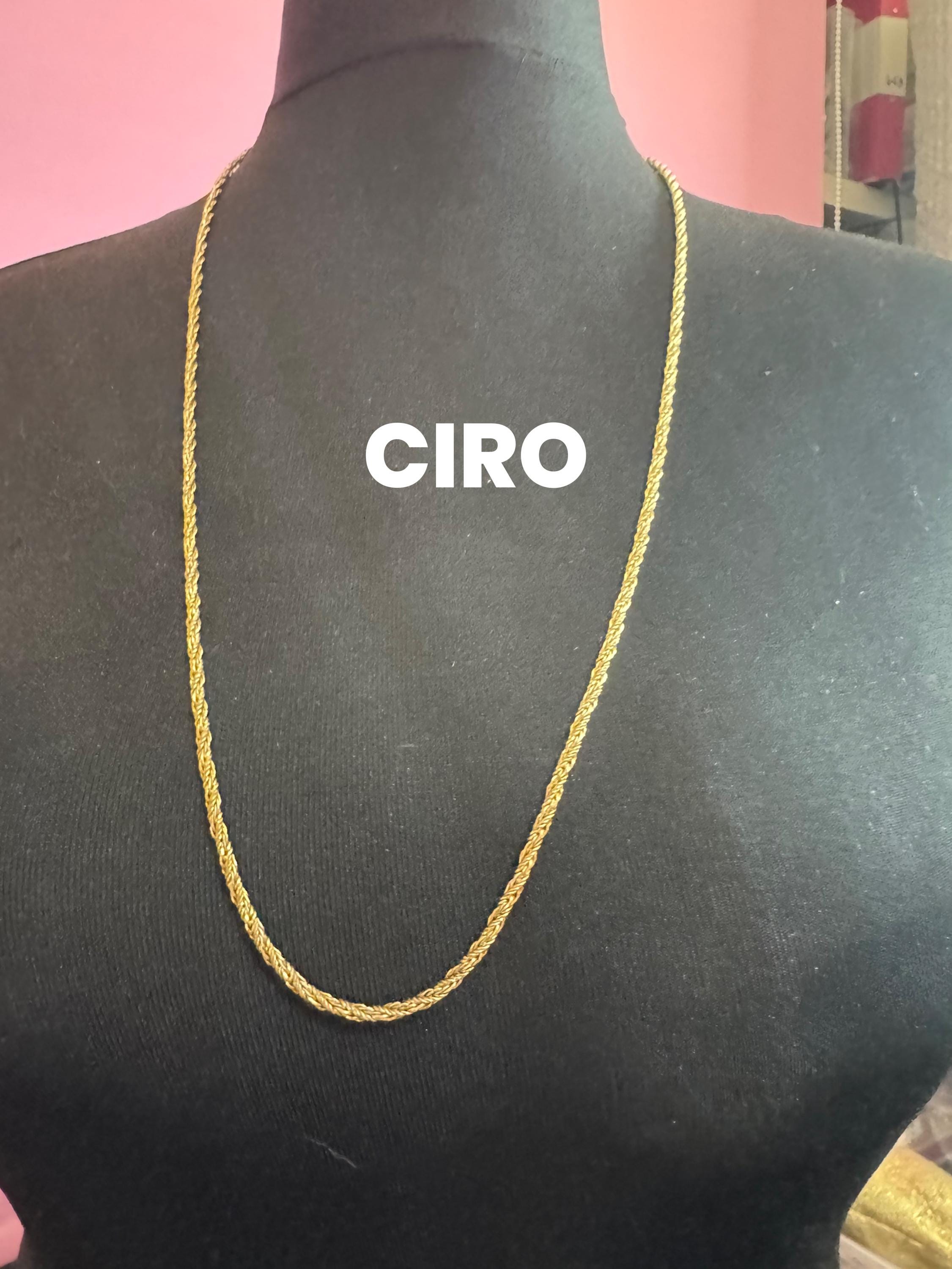 Signed CIRO vintage long 80cm gold tone rope chain necklace, ideal layering