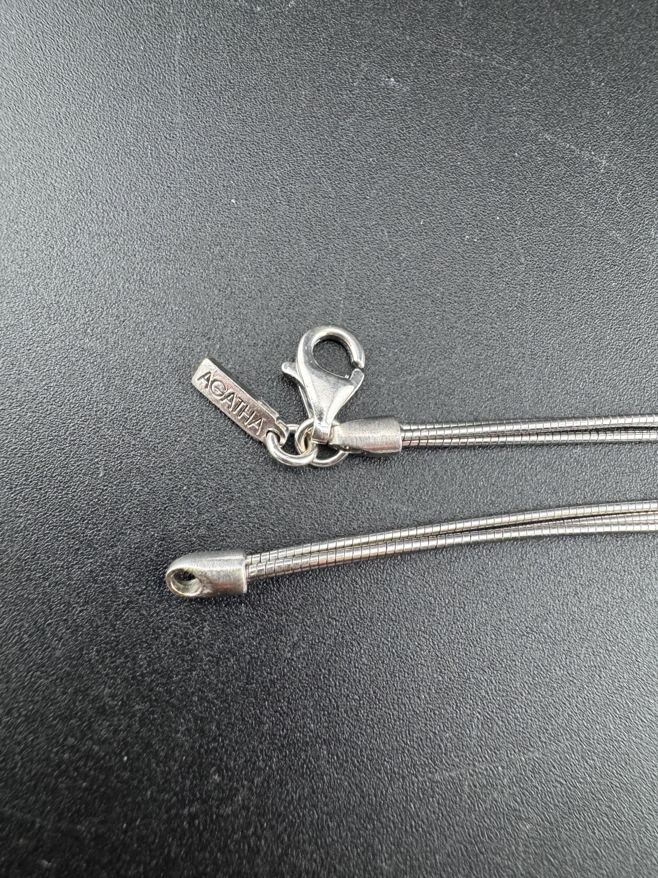 Vintage 925 AGATHA PARIS signed Sterling silver modernist tassel pendant necklace