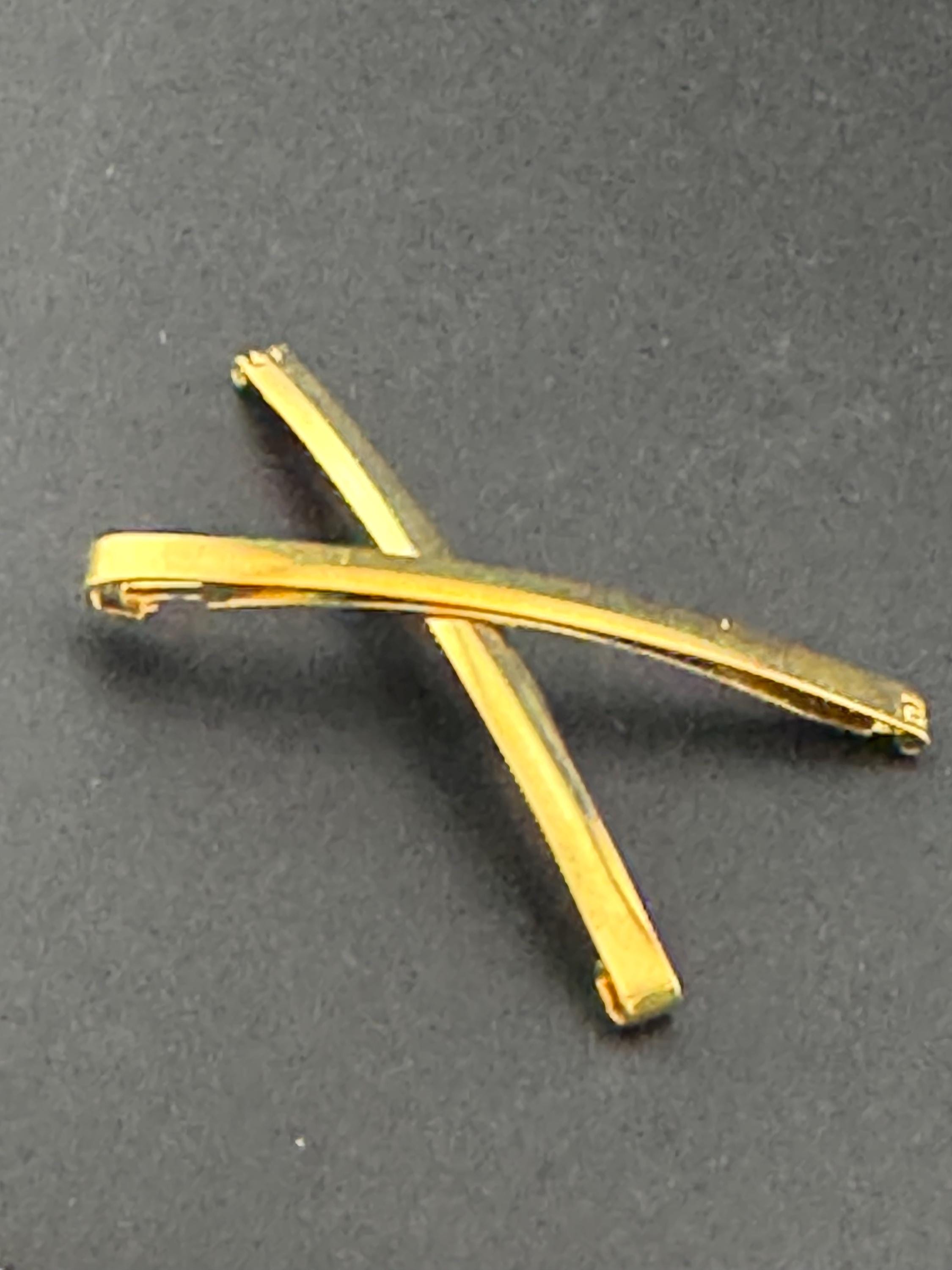 vintage pair of signed French plain long slim gold tone girls hair clips  choice of 6cm or 5cm