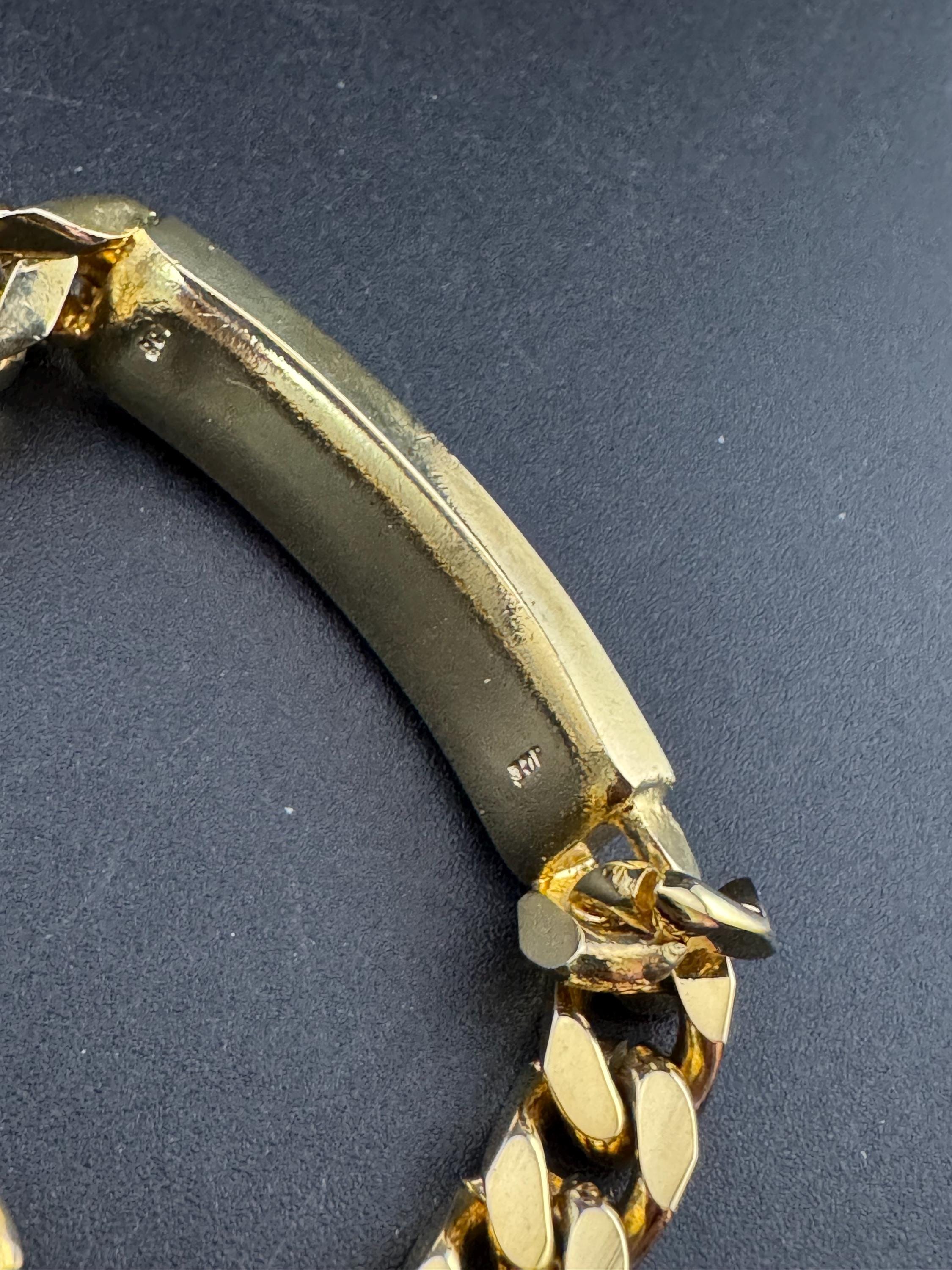 Mens ladies Vintage Chunky Gold tone flat Curb chain identity bracelet 21cm