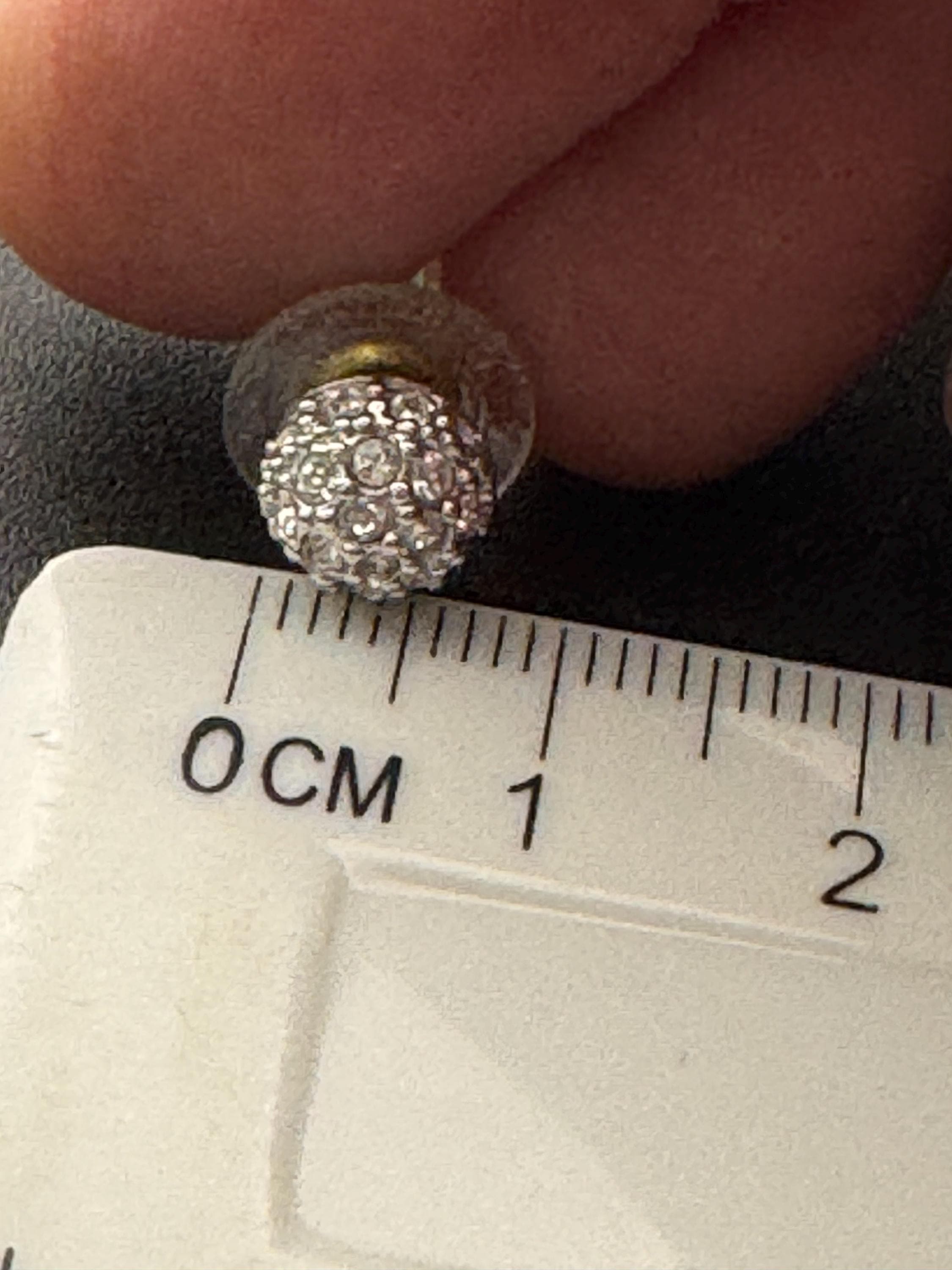 Signed Swarovski crystal silver tone diamanté clear ball stud earrings