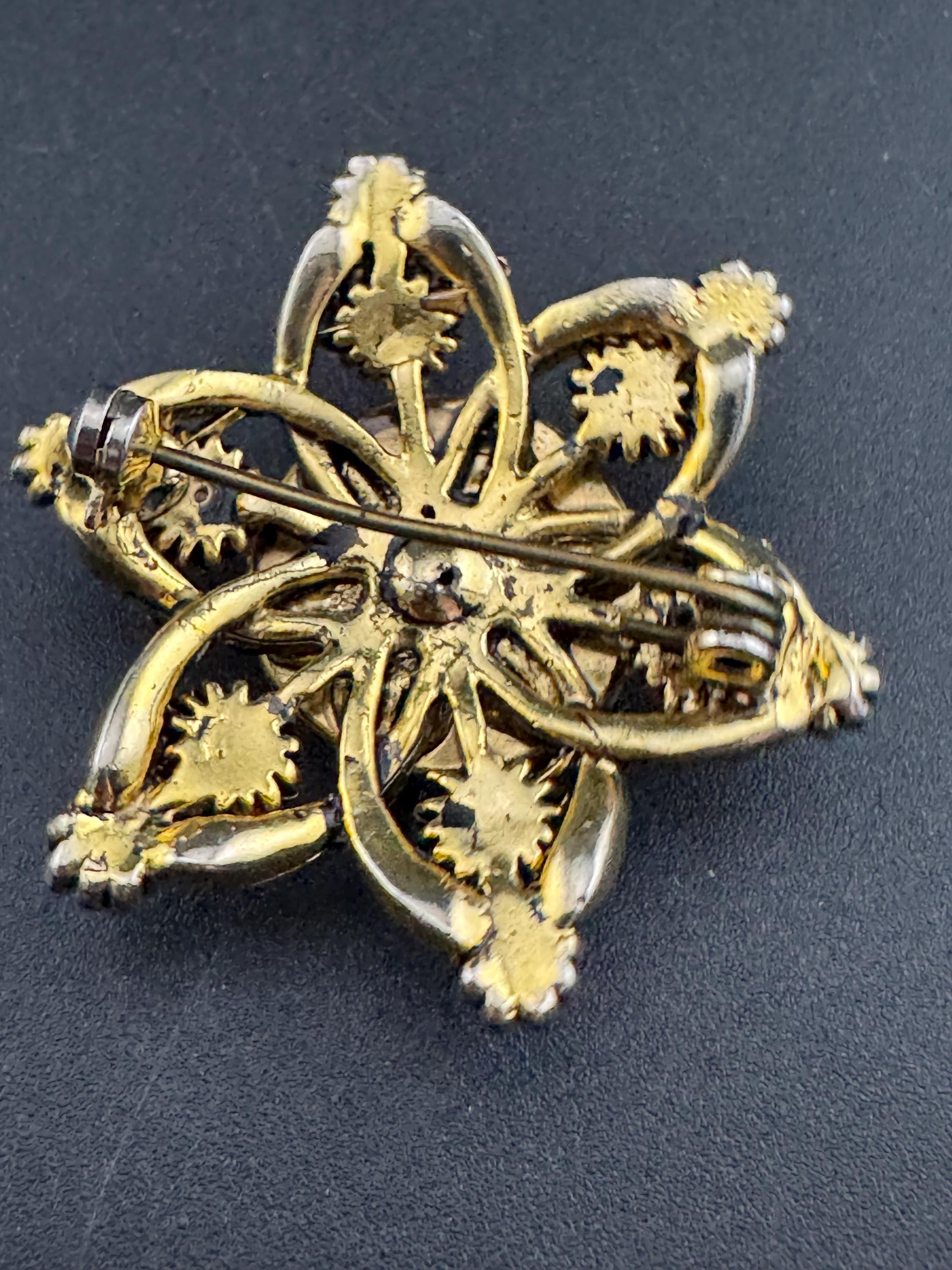 vintage mid century gold tone turquoise seed Pearl brooch 1960s 1970s