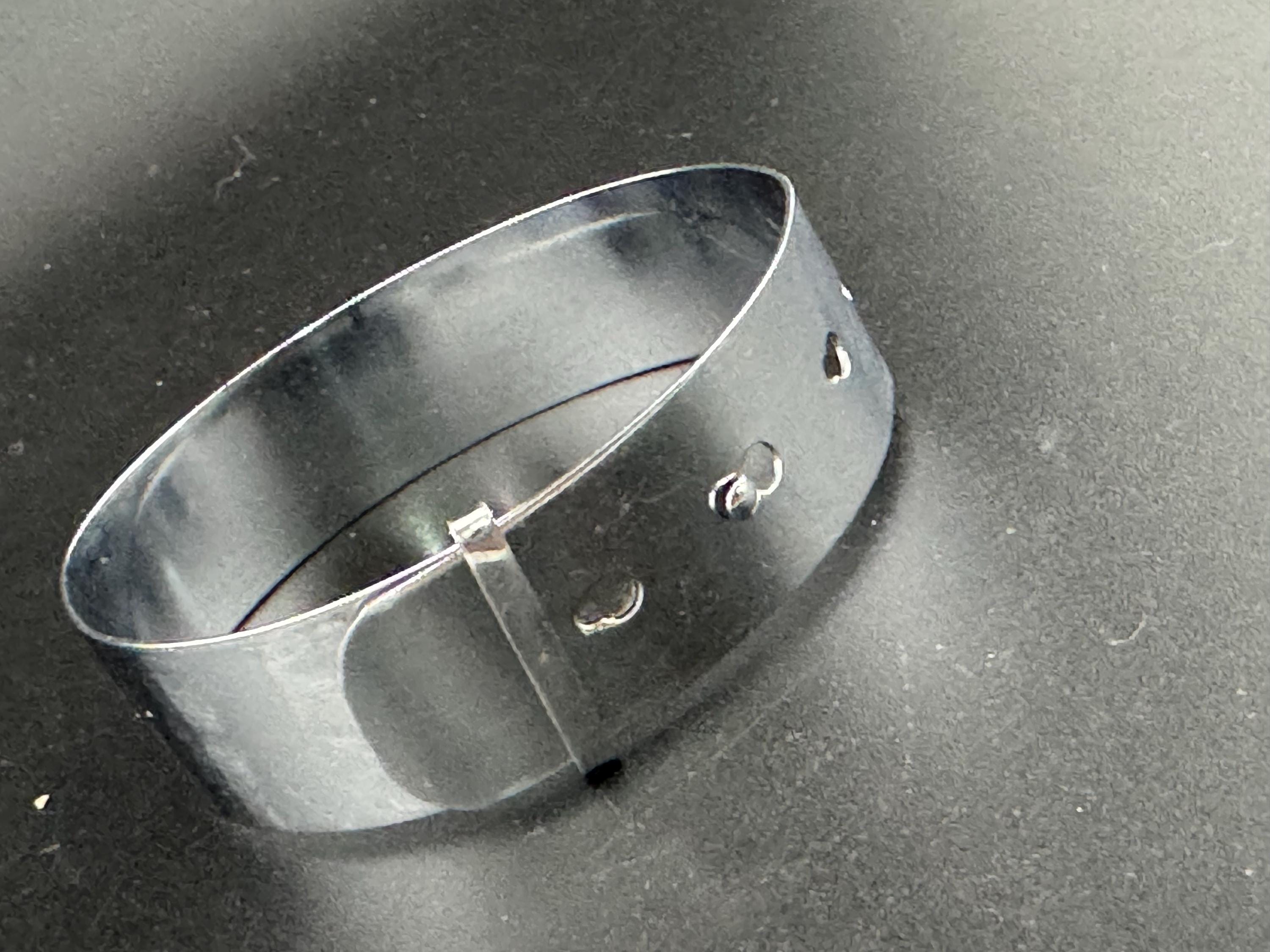 Art Deco belt Buckle Bangle chrome bracelet vintage wide silver tone sheen metal 1930s 1940s 1950s