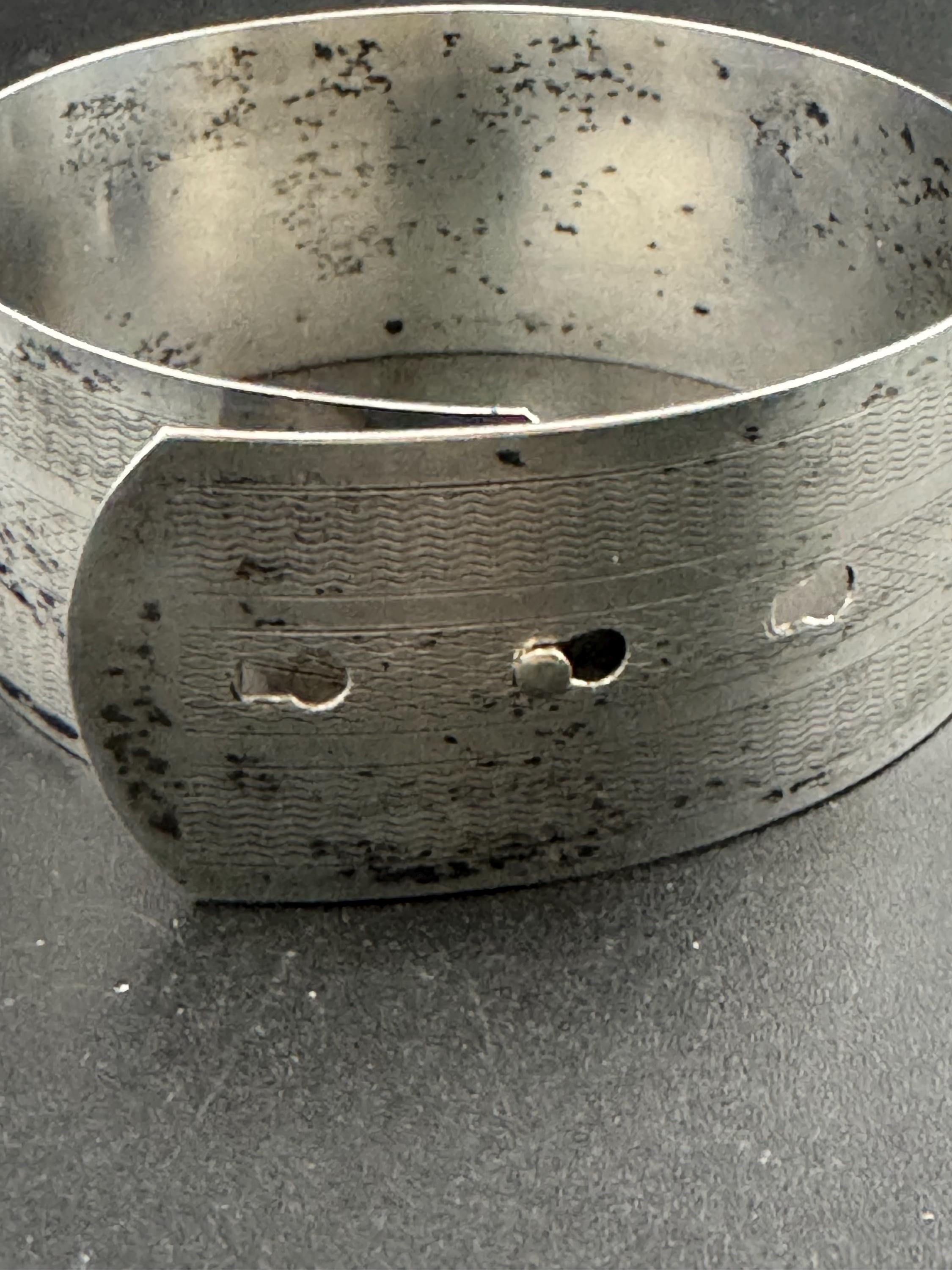 Stamped sterling silver Art Deco belt Buckle Bangle bracelet vintage 2.5cm wide engine turned