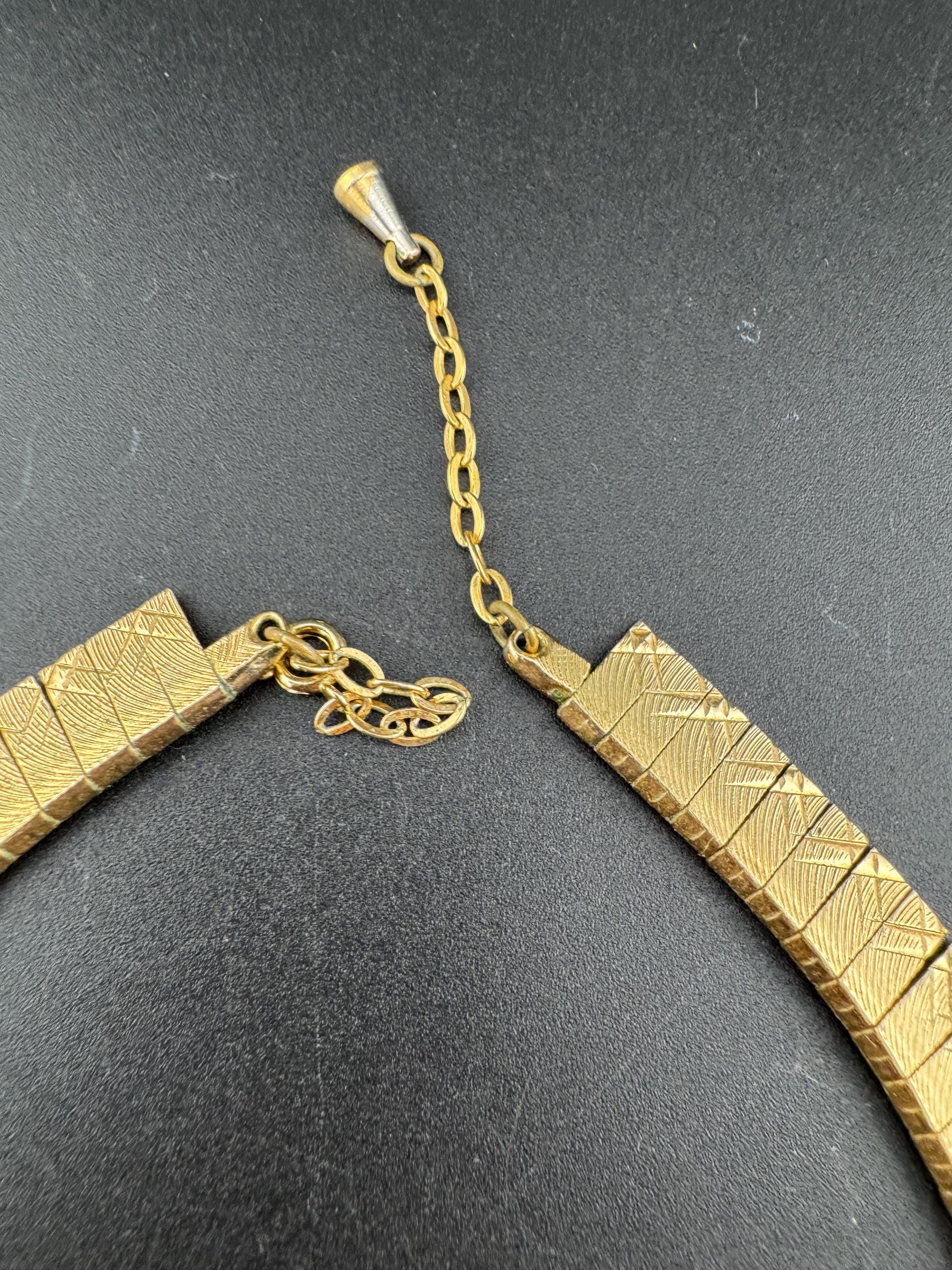 Vintage cleopatra Egyptian gold tone wide choker necklace