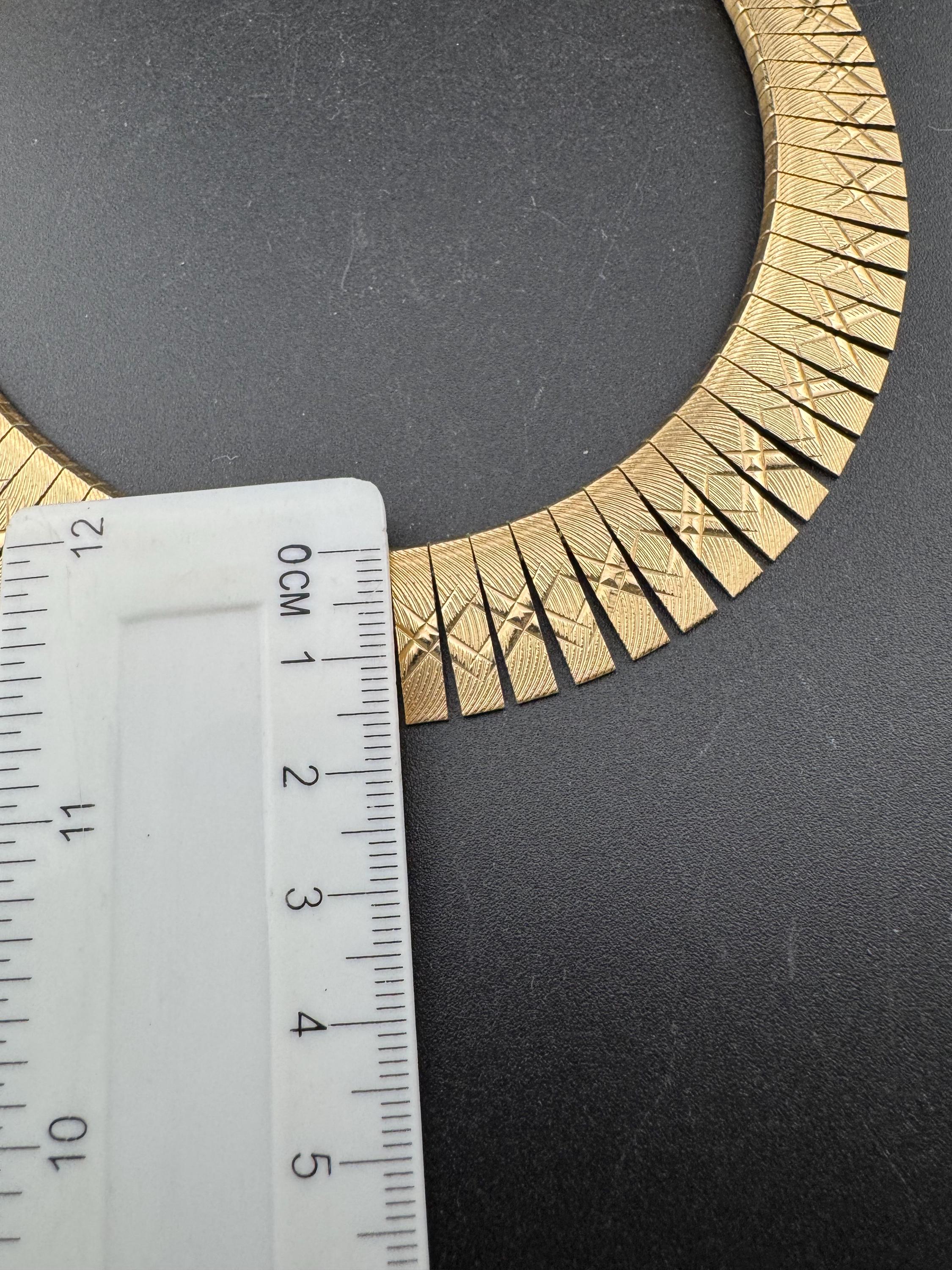 Vintage cleopatra Egyptian gold tone wide choker necklace