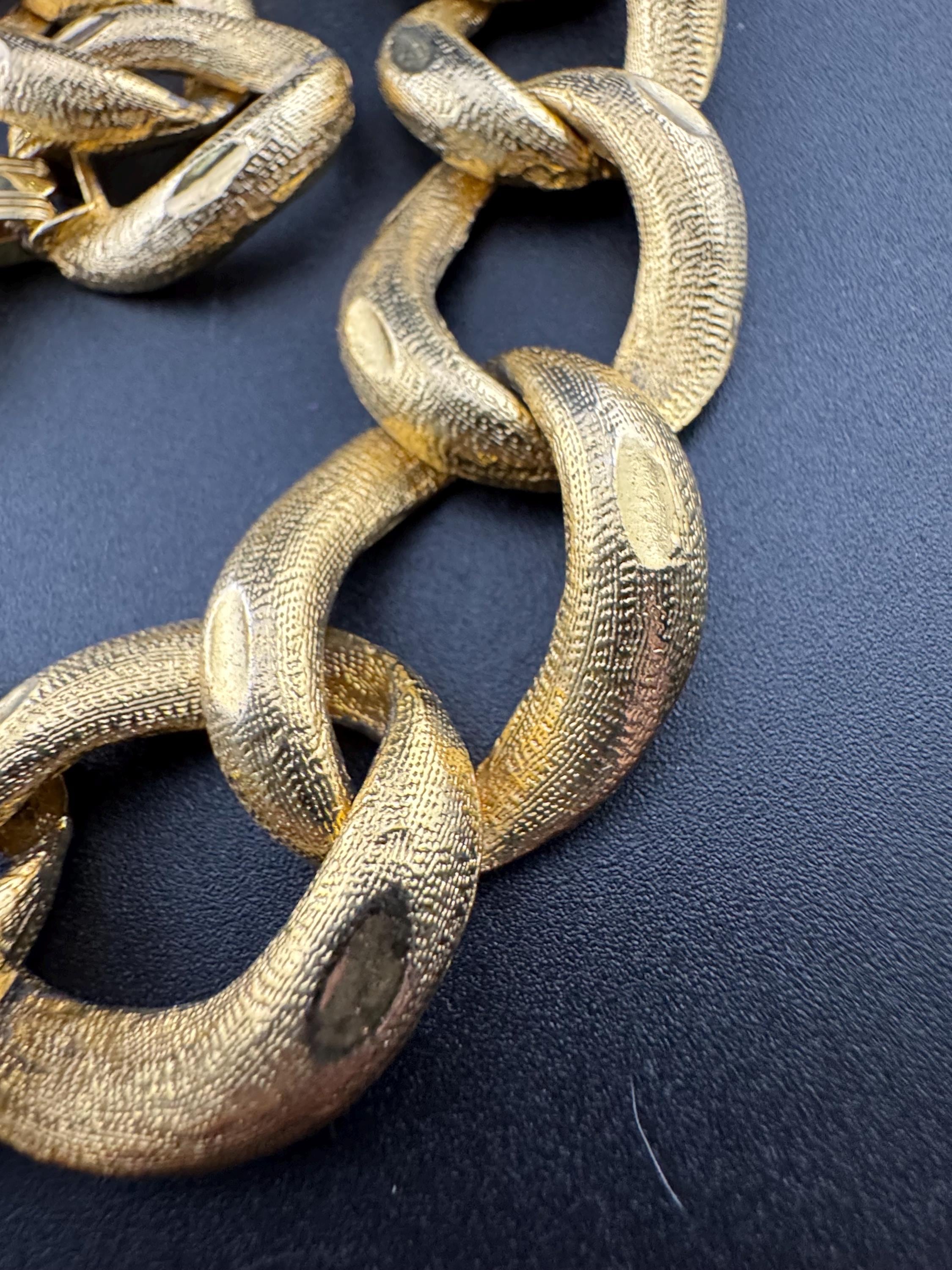 vintage weighty gold tone chunky wide chain link necklace and bracelet jewellery set