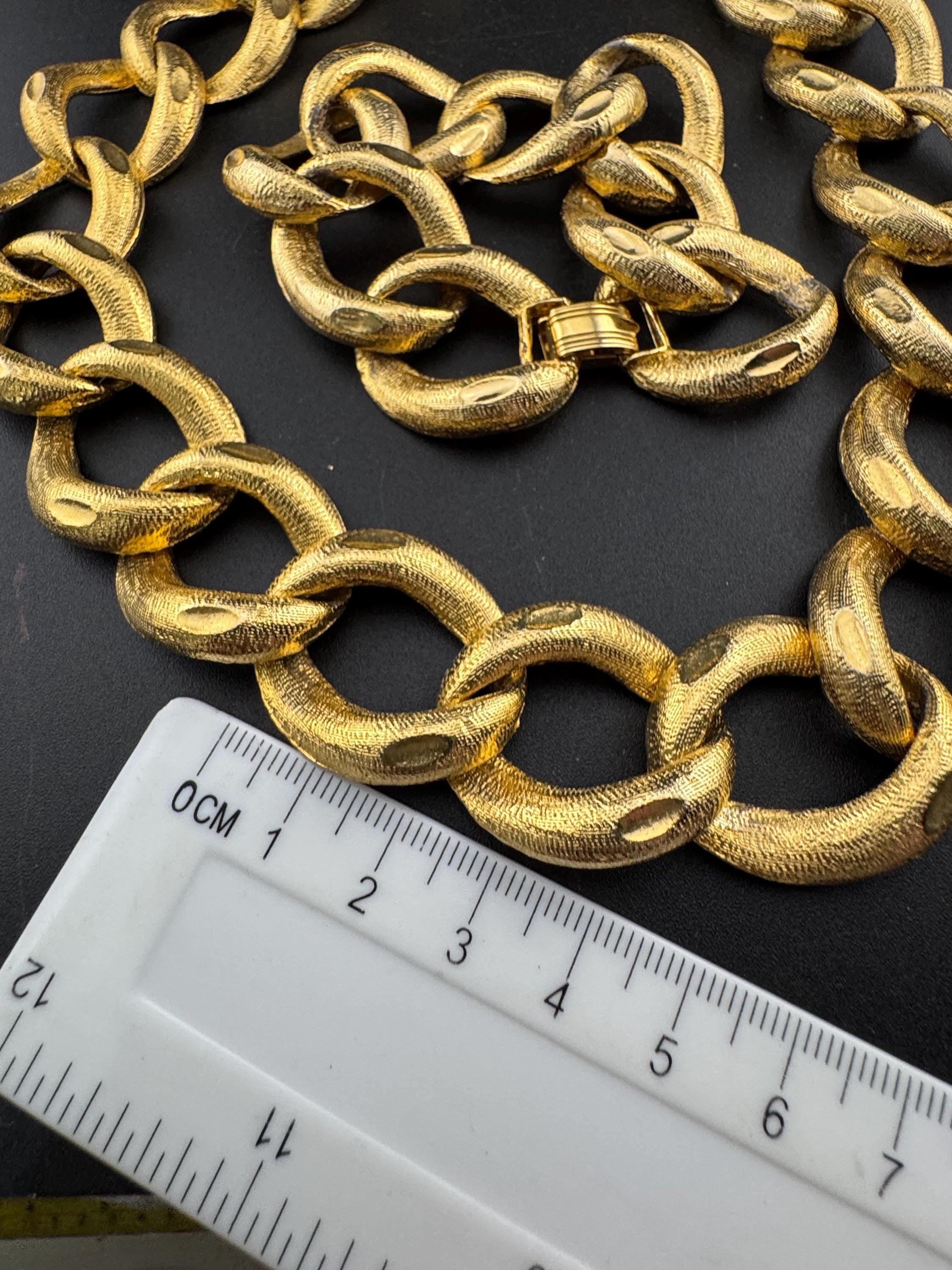 vintage weighty gold tone chunky wide chain link necklace and bracelet jewellery set