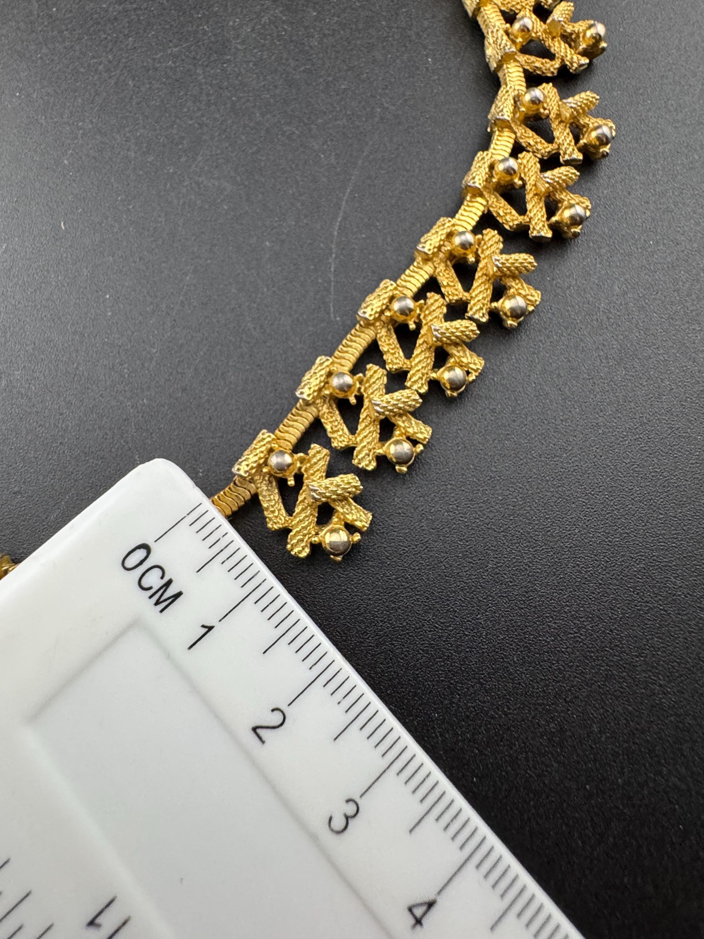 Vintage gold tone brutalist modernist textured choker necklace