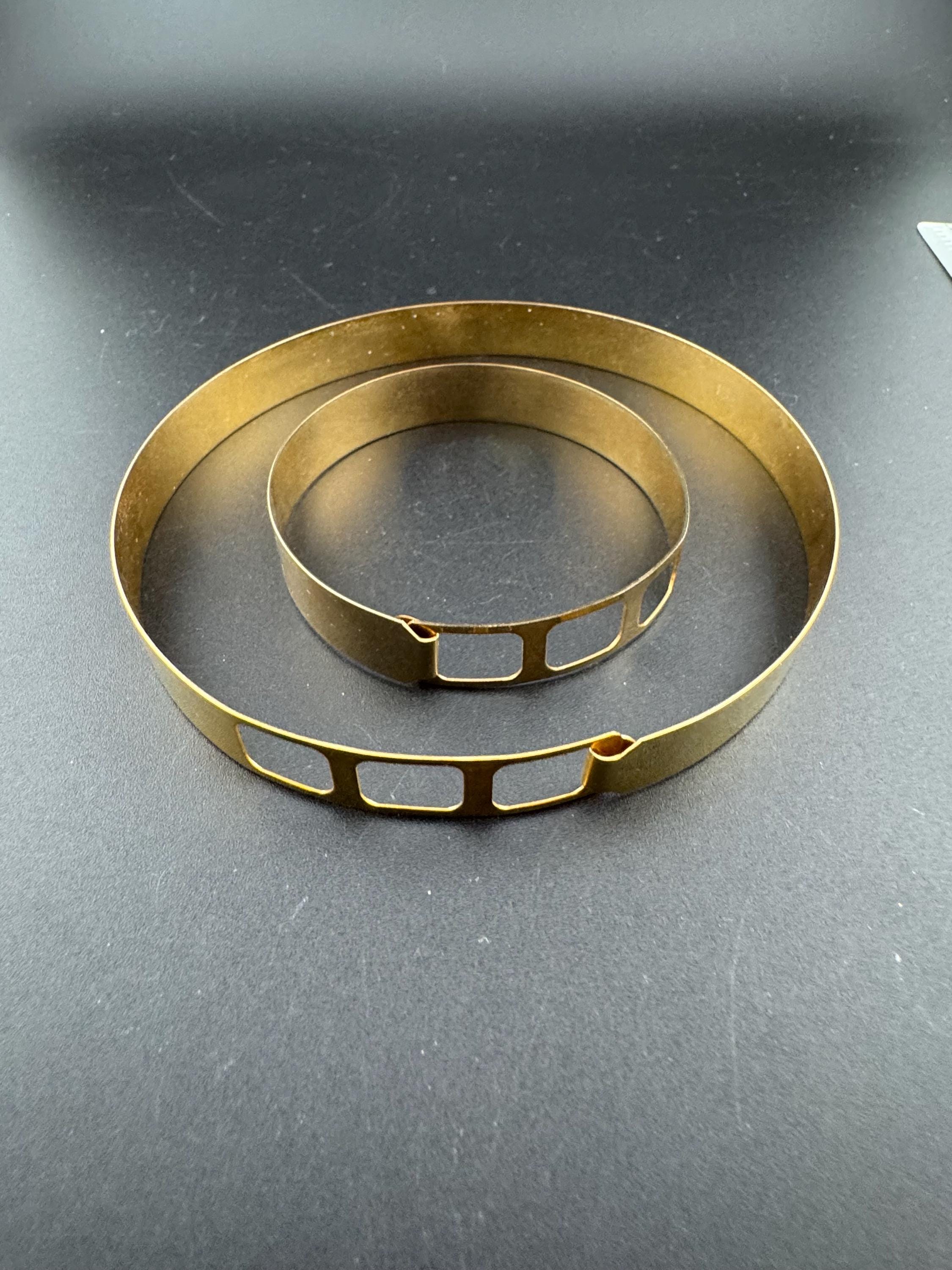 Vintage modernist gold brass openwork geometric choker necklace and matching cuff bracelet 1970s early 80s