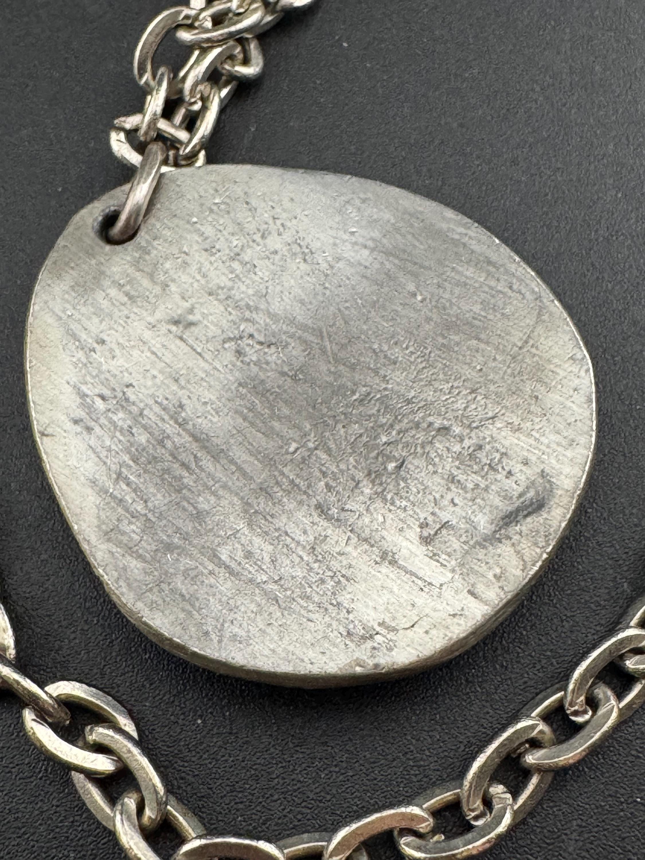 Signed RB Michael Ricker Vintage Modernist pewter double fish Pisces pendant on a 60cm chain