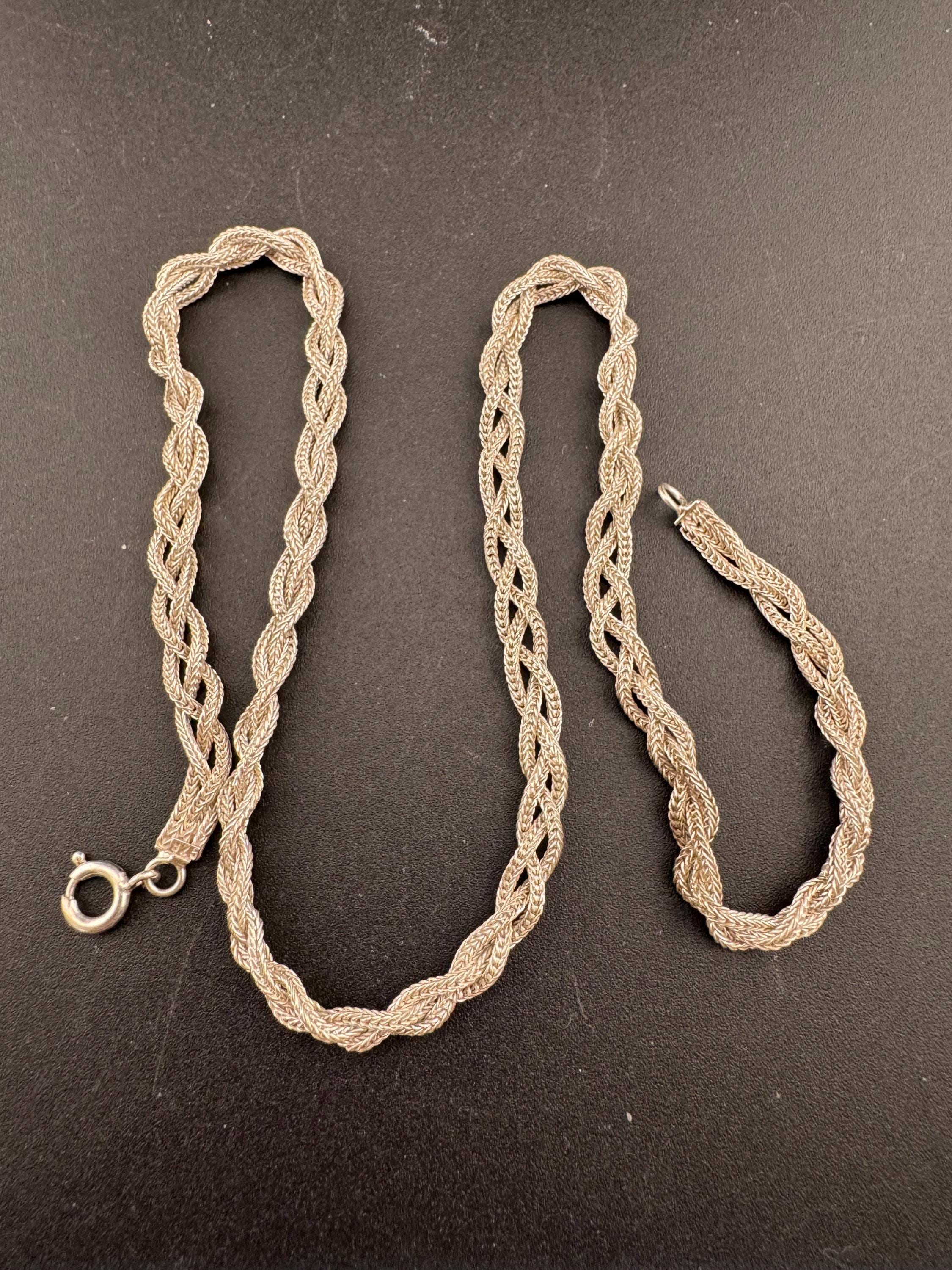 925 sterling silver fancy link woven rope chain necklace 42.5cm 11.5 grams
