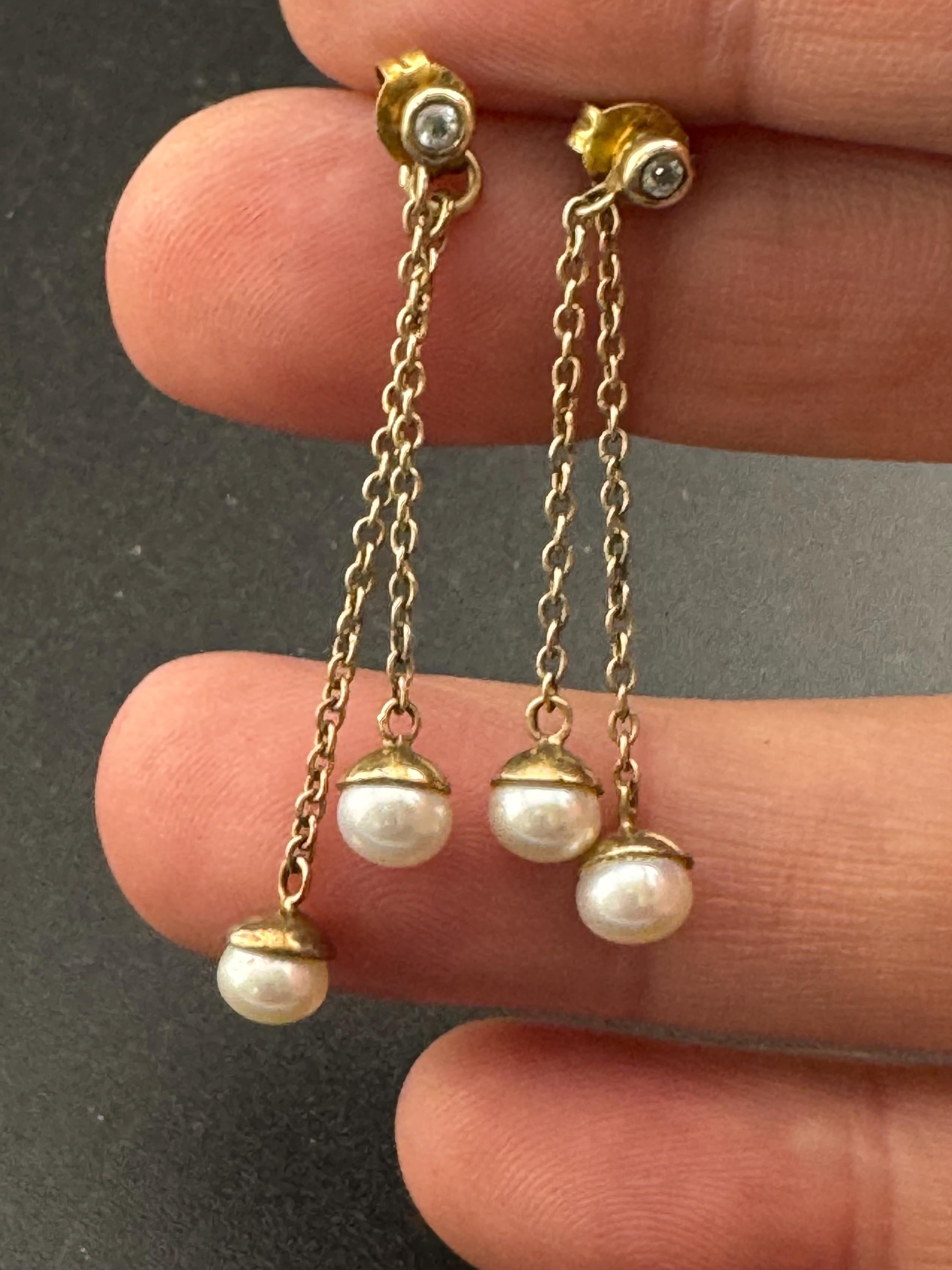 Vintage 1970s 925 Sterling Silver long natural pearl Drop pierced Earrings, Bridal Wedding Party Prom