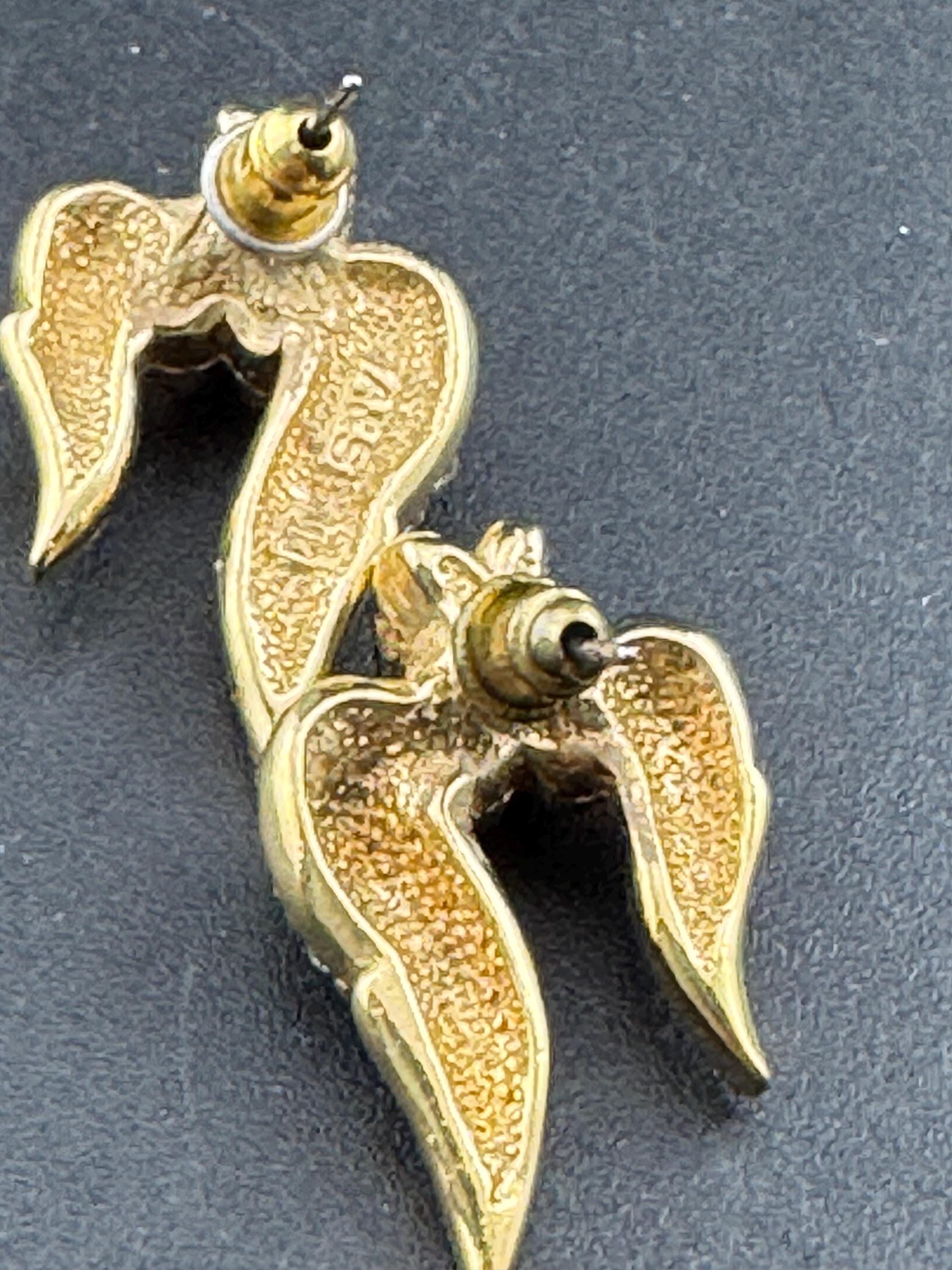Vintage Signed A&S Attwood and Sawyer Vintage gold tone diamanté clip on earrings
