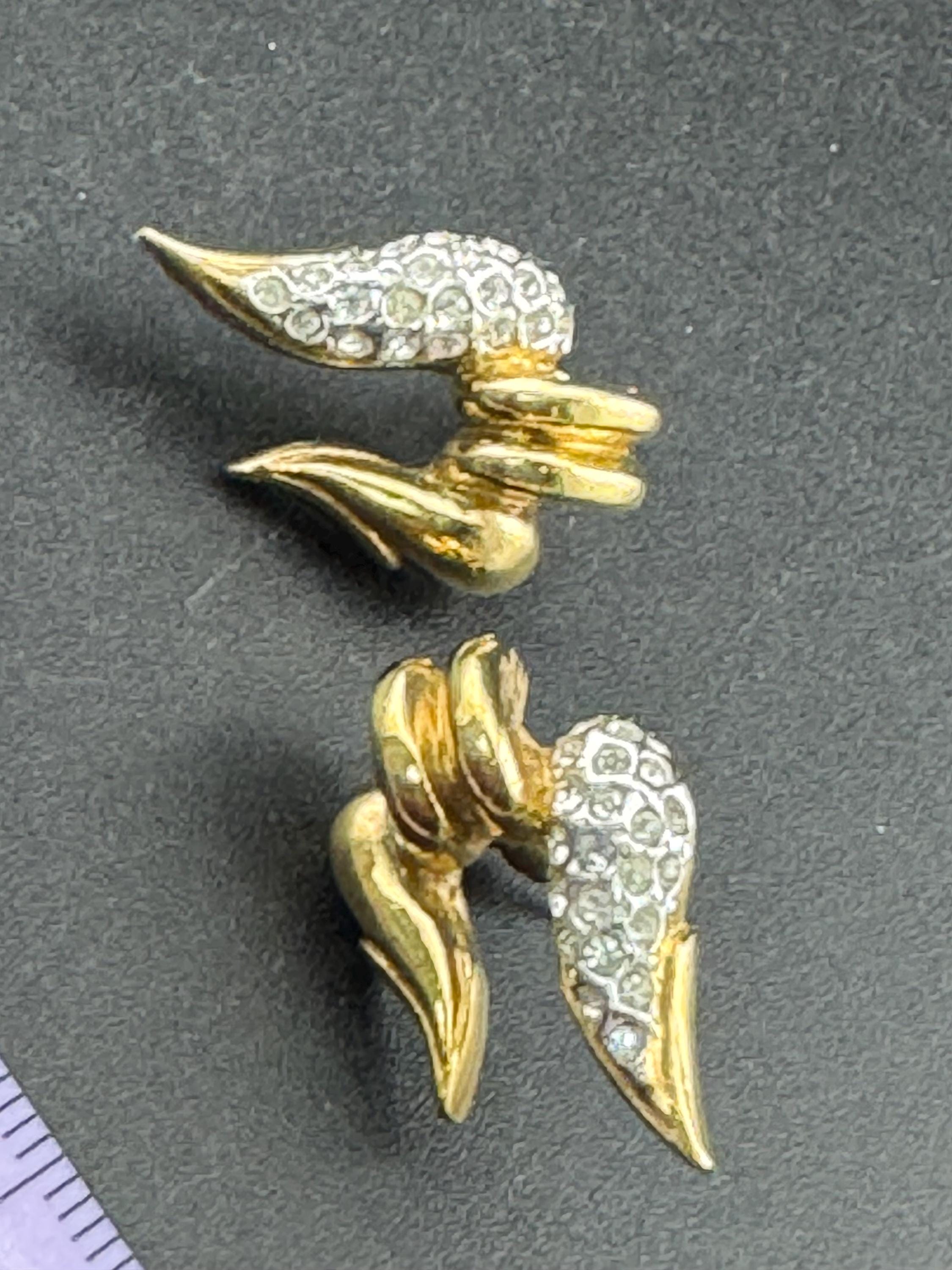 Vintage Signed A&S Attwood and Sawyer Vintage gold tone diamanté clip on earrings