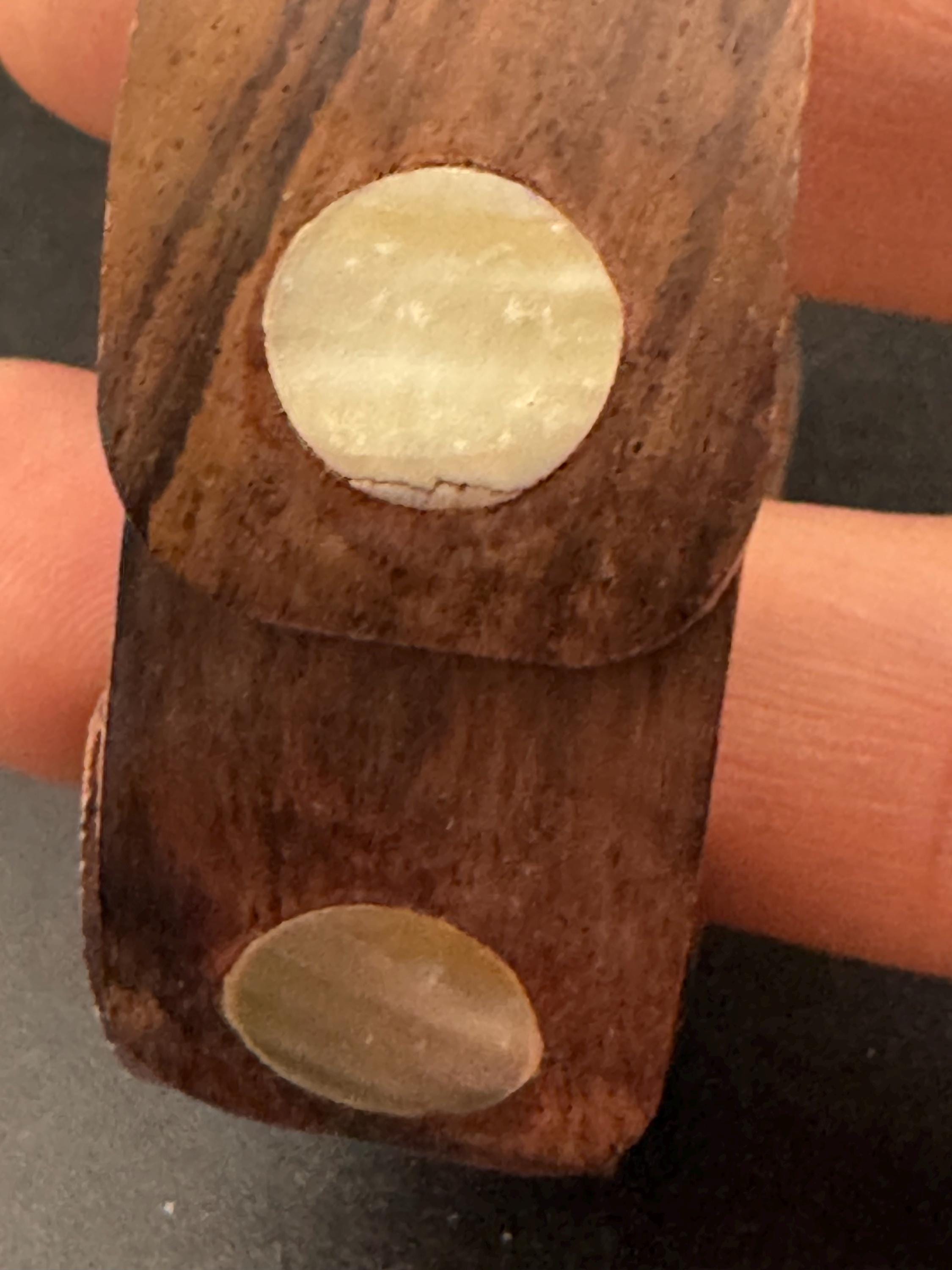 Vintage Boho Wood Cuff Bangle: Mother of Pearl Inlay, Wide Bracelet