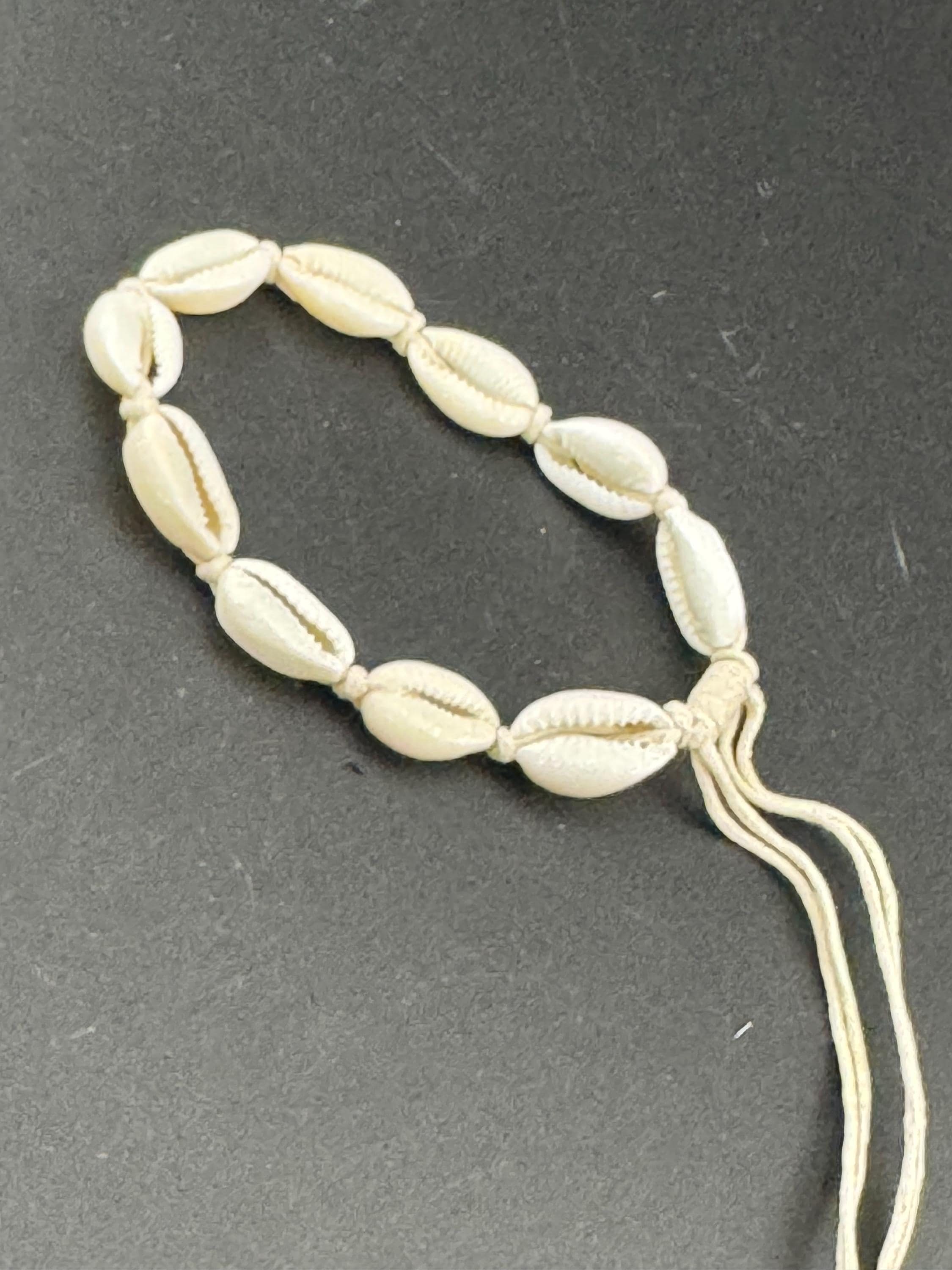 Retro adjustable cowrie shell ankle or wrist bracelet, natural seashells  nautical jewellery