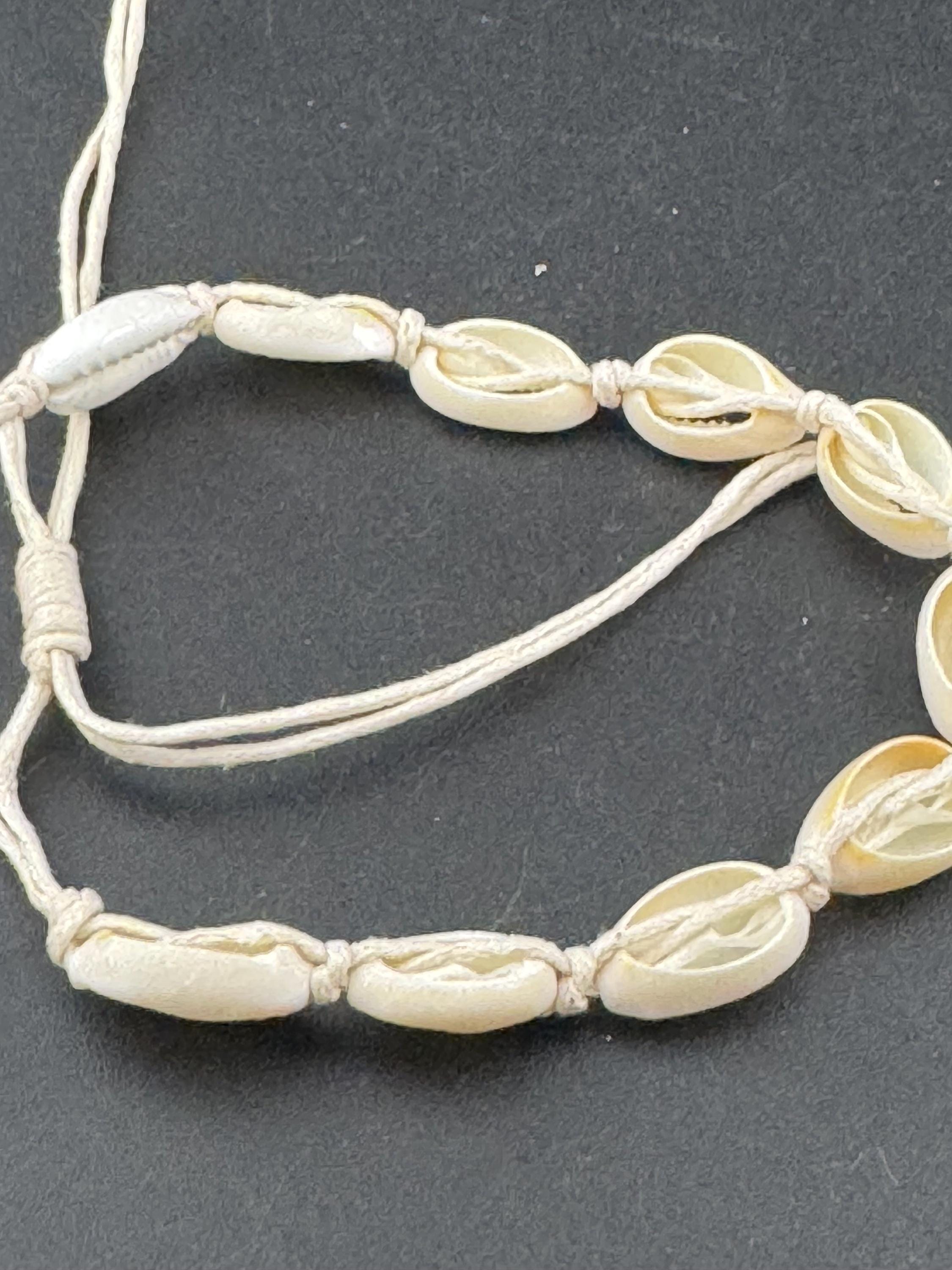 Retro adjustable cowrie shell ankle or wrist bracelet, natural seashells  nautical jewellery