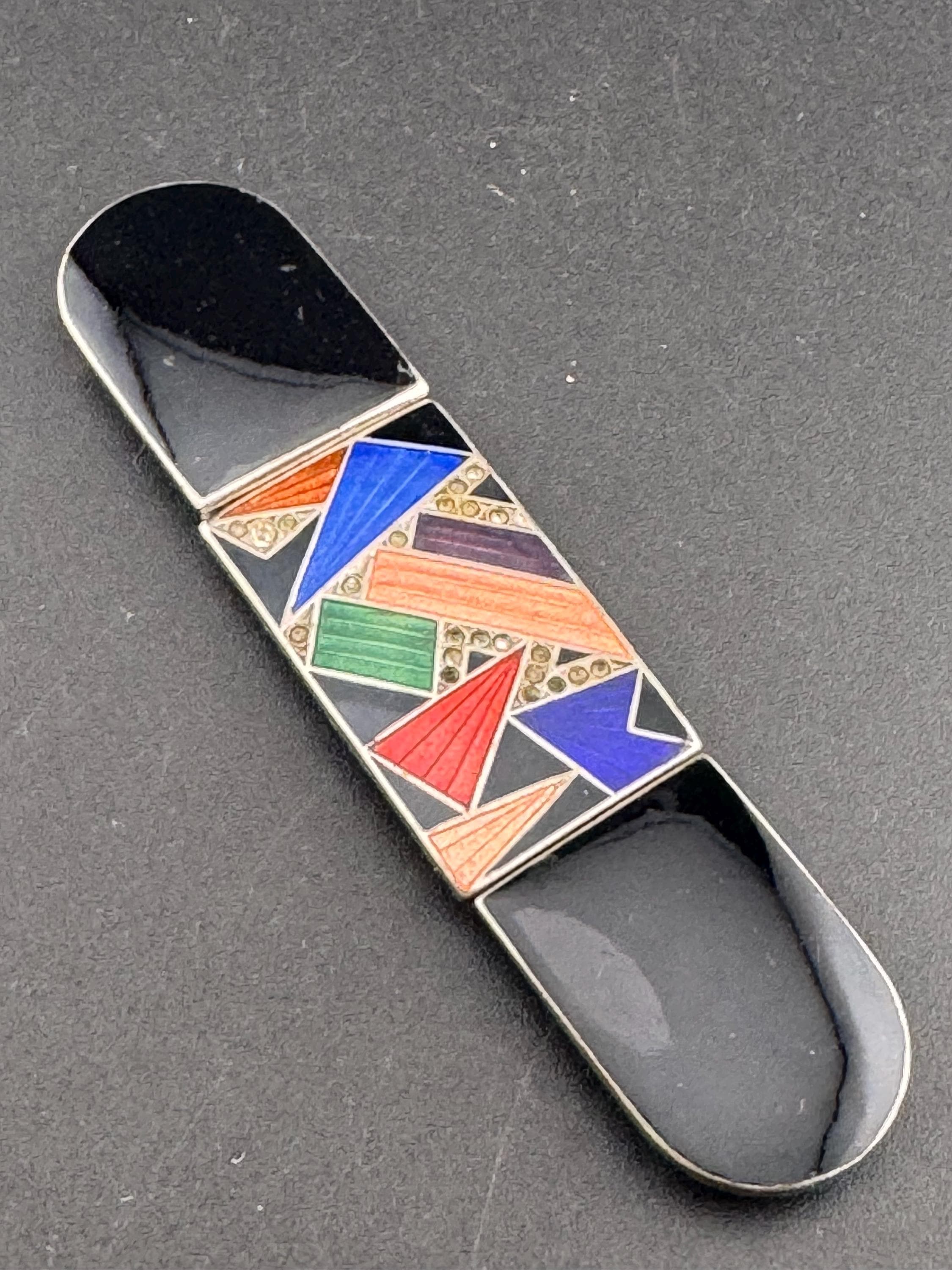 Antique Vintage Art Deco Pierre bex style czech  blue red pink guilloche Enamel paste set Belt Buckle 1910s 1920s Sewing Haberdashery