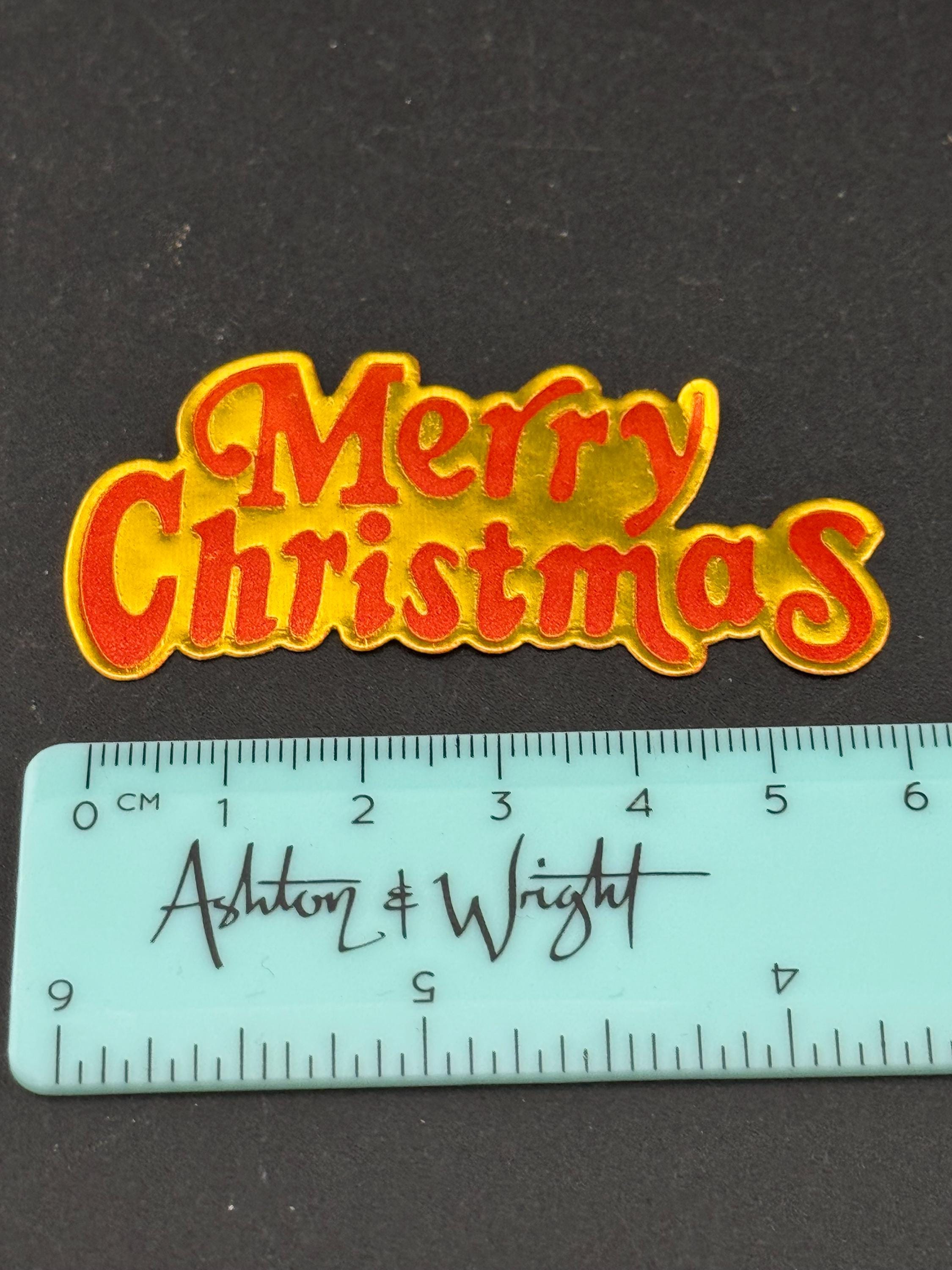 Vintage Merry Christmas Cake Topper: 1960s Cardboard Decoration