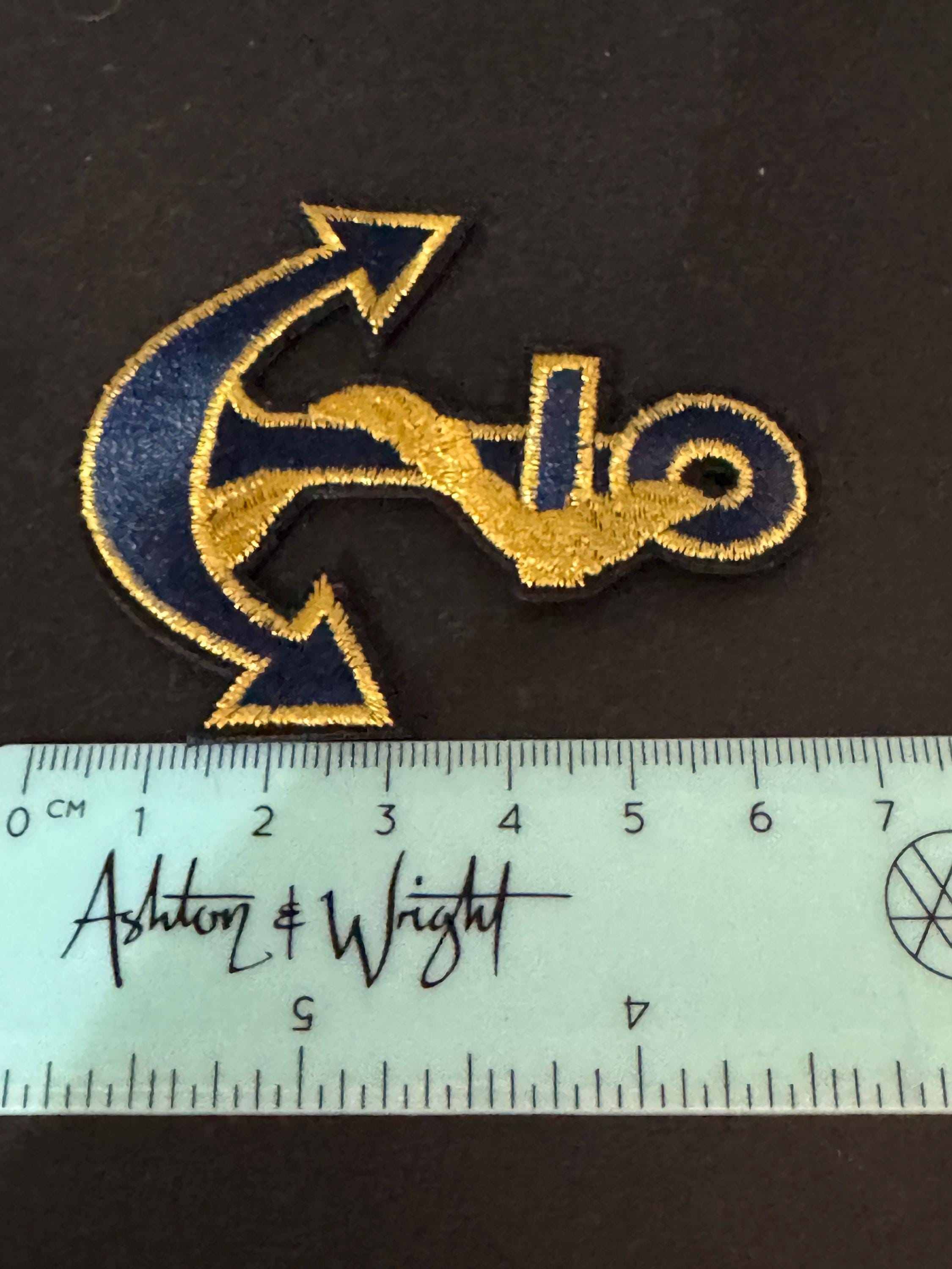 Iron On Anchor Patch Navy Blue and Gold appliqué nautical style