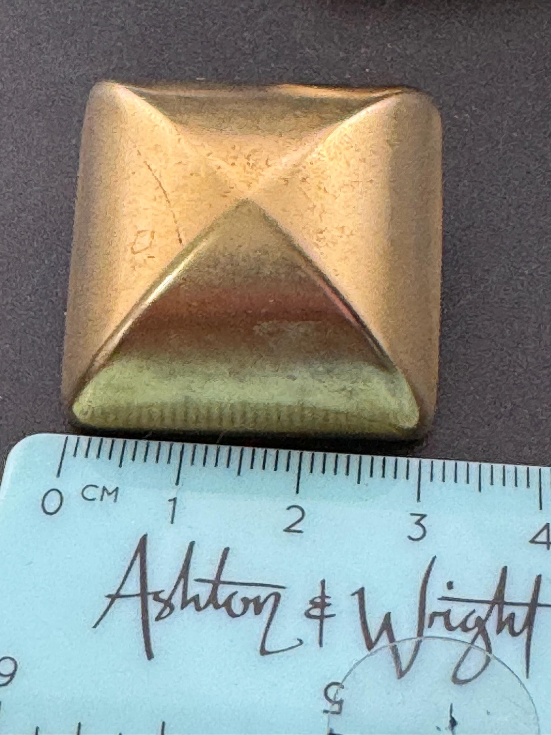 Signed ASKEW oversized 3cm square  domed Matt gold tone clip on earrings, designer