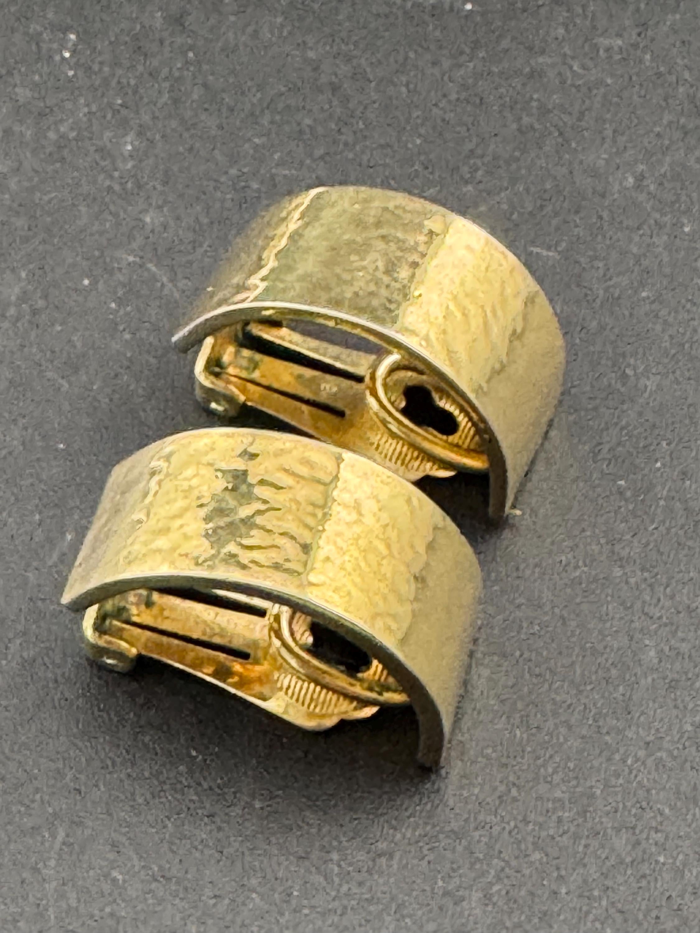 Signed GROSSE Vintage high sheen gold tone half hoop clip on earrings maker for Christian Dior high end designer