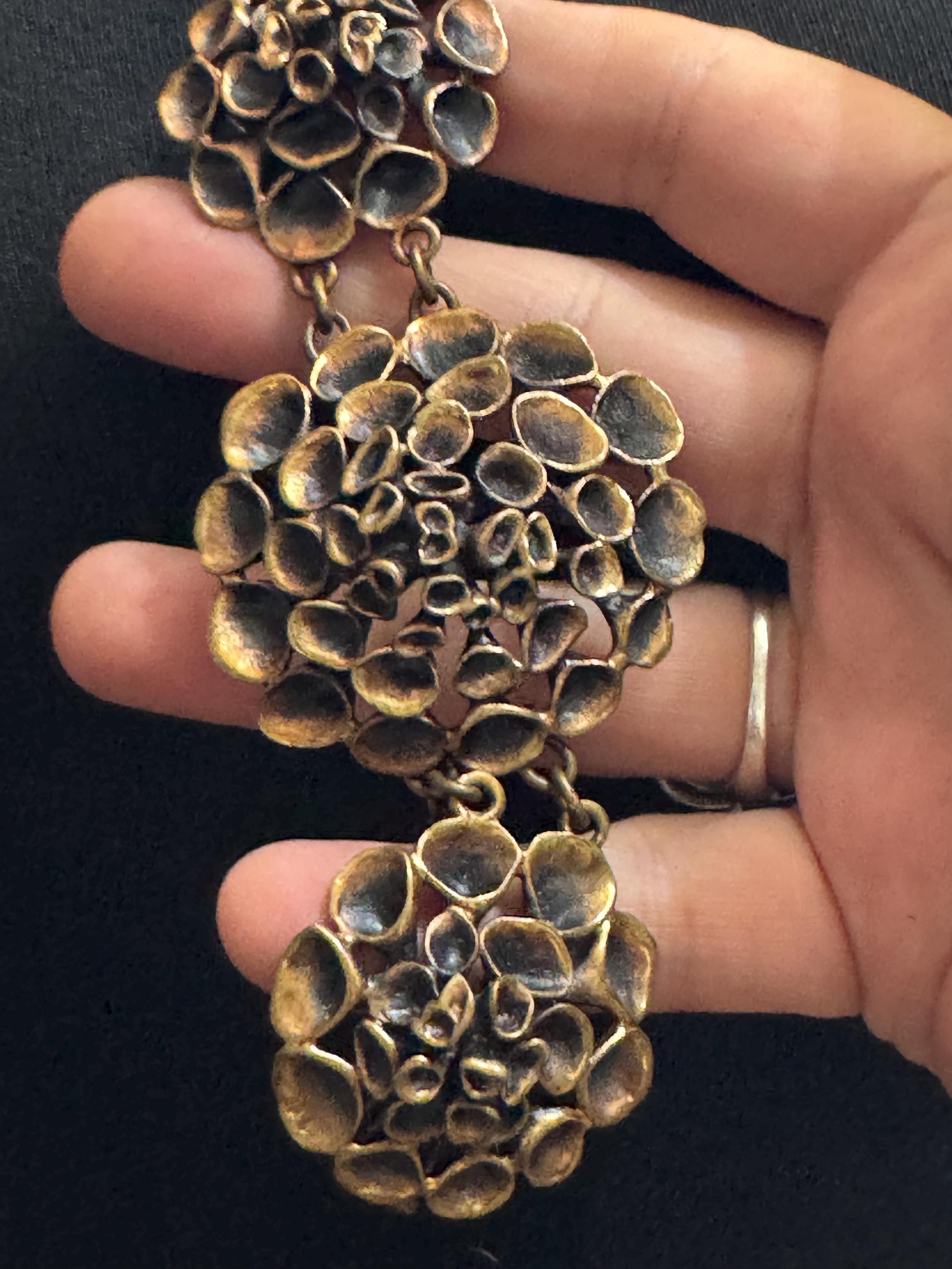 Vintage Bronze Reindeer Moss Jewelry Set: Hannu Ikonen Valo Koru, Finland