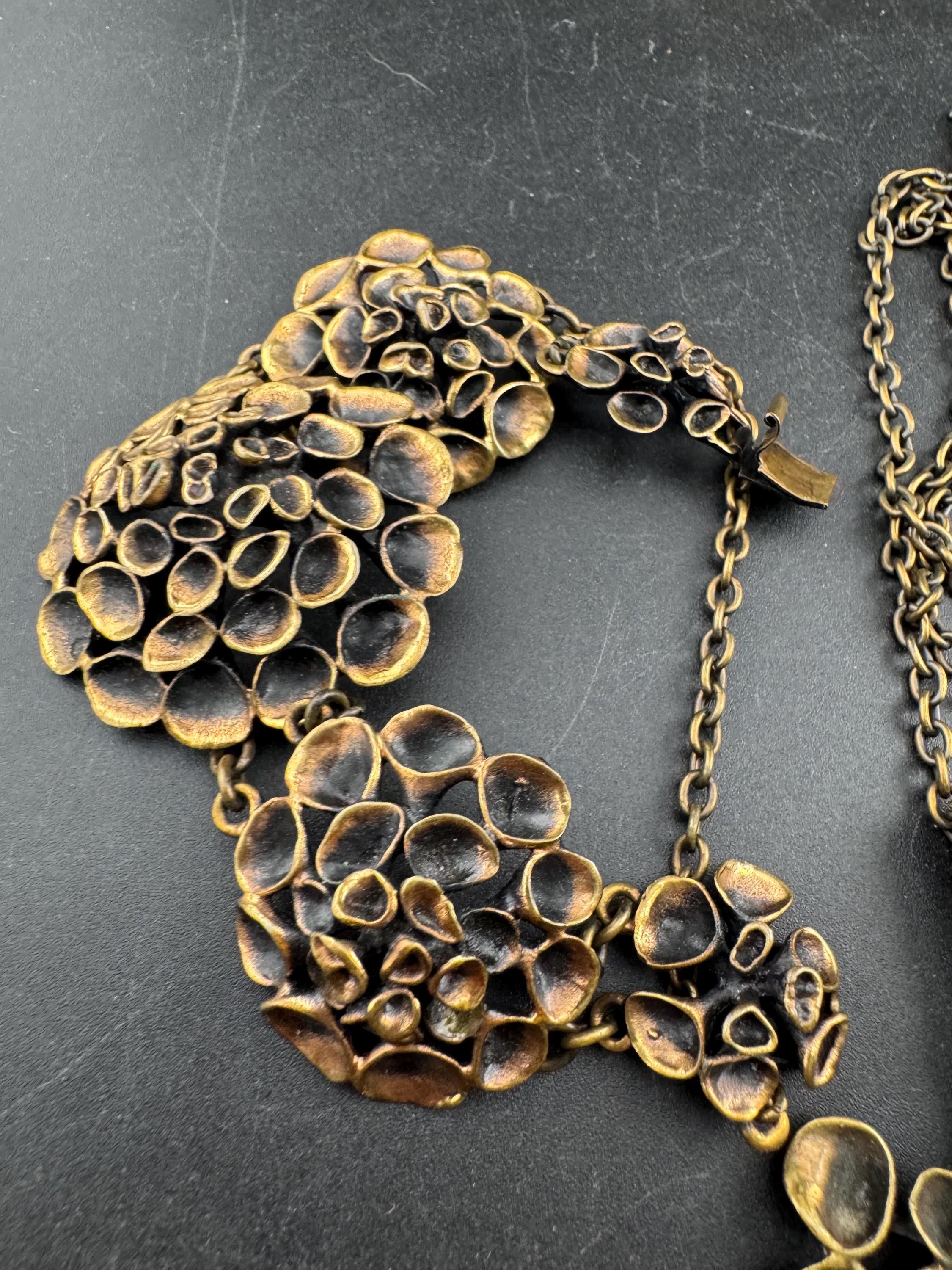 Vintage Bronze Reindeer Moss Jewelry Set: Hannu Ikonen Valo Koru, Finland