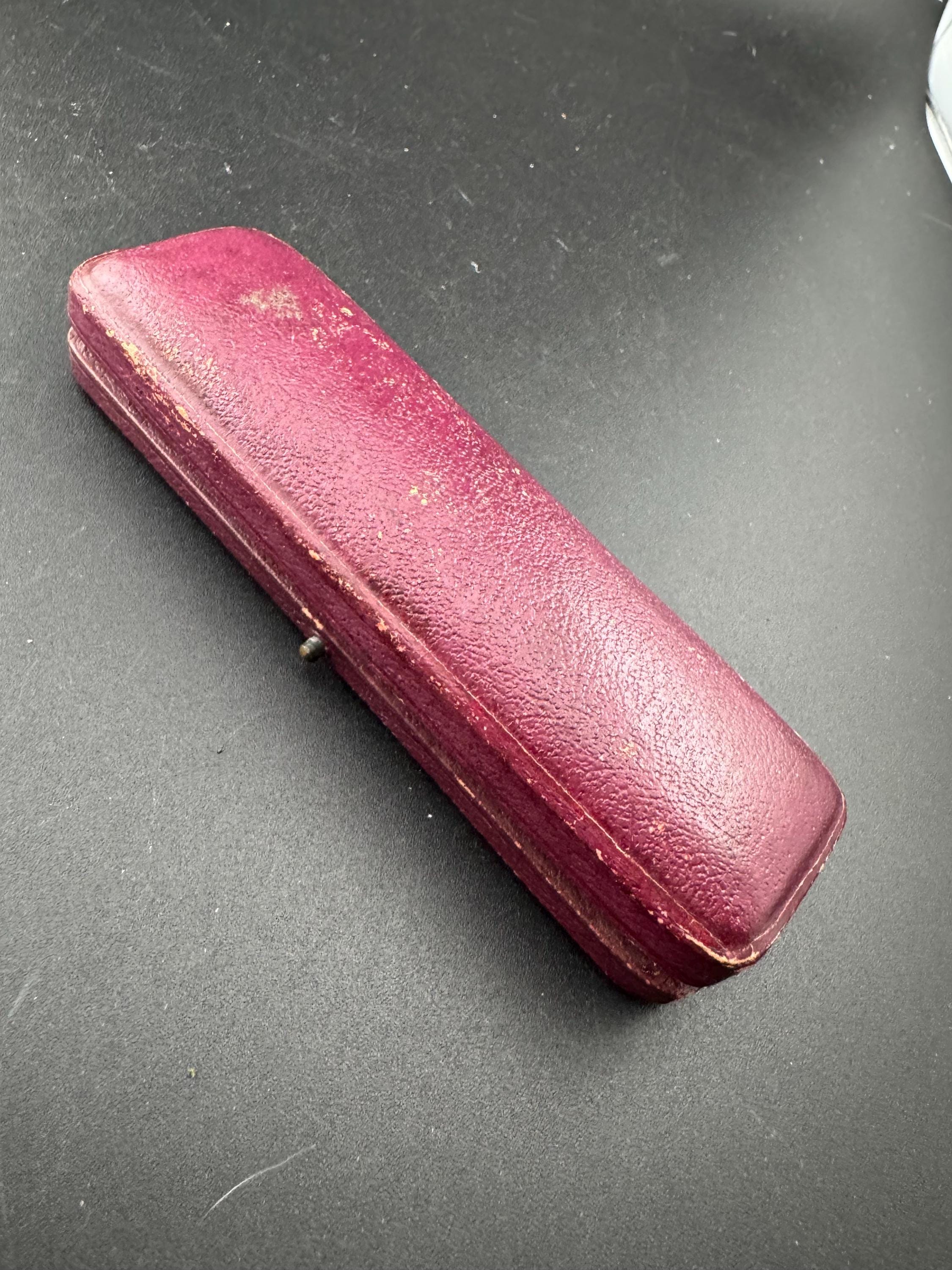 Antique Equestrian Shirt Stud Set: Green Iridescent & Brown, Tooled Leather Case