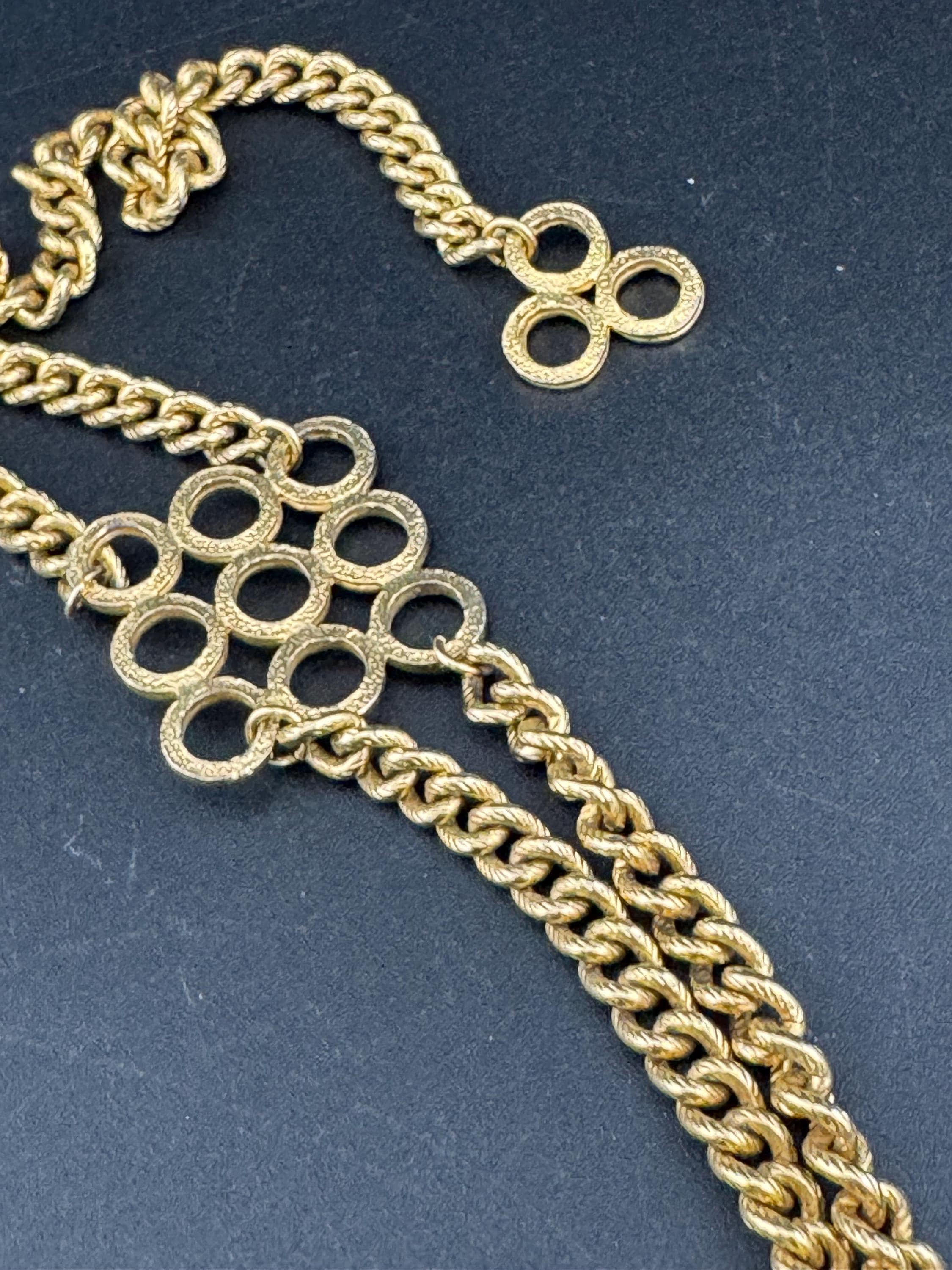 Petite fit 64-77cm gold tone chain link geometric dropper adjustable fashion belt